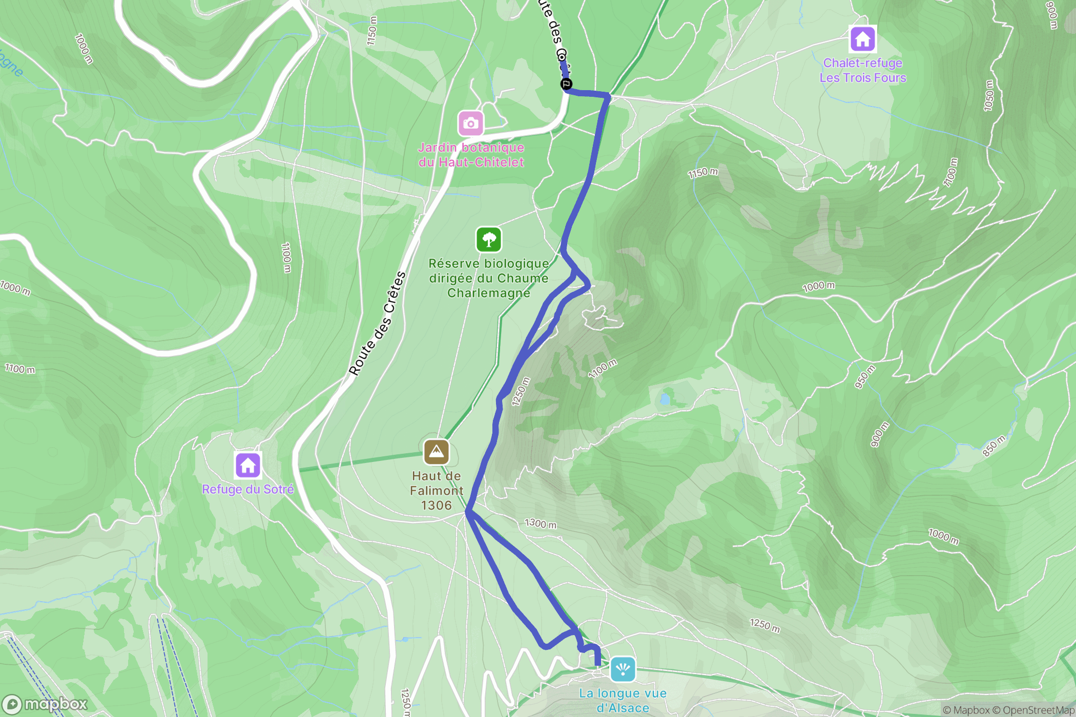 Xonrupt-Longemer : carte du parcours de randonnée - France