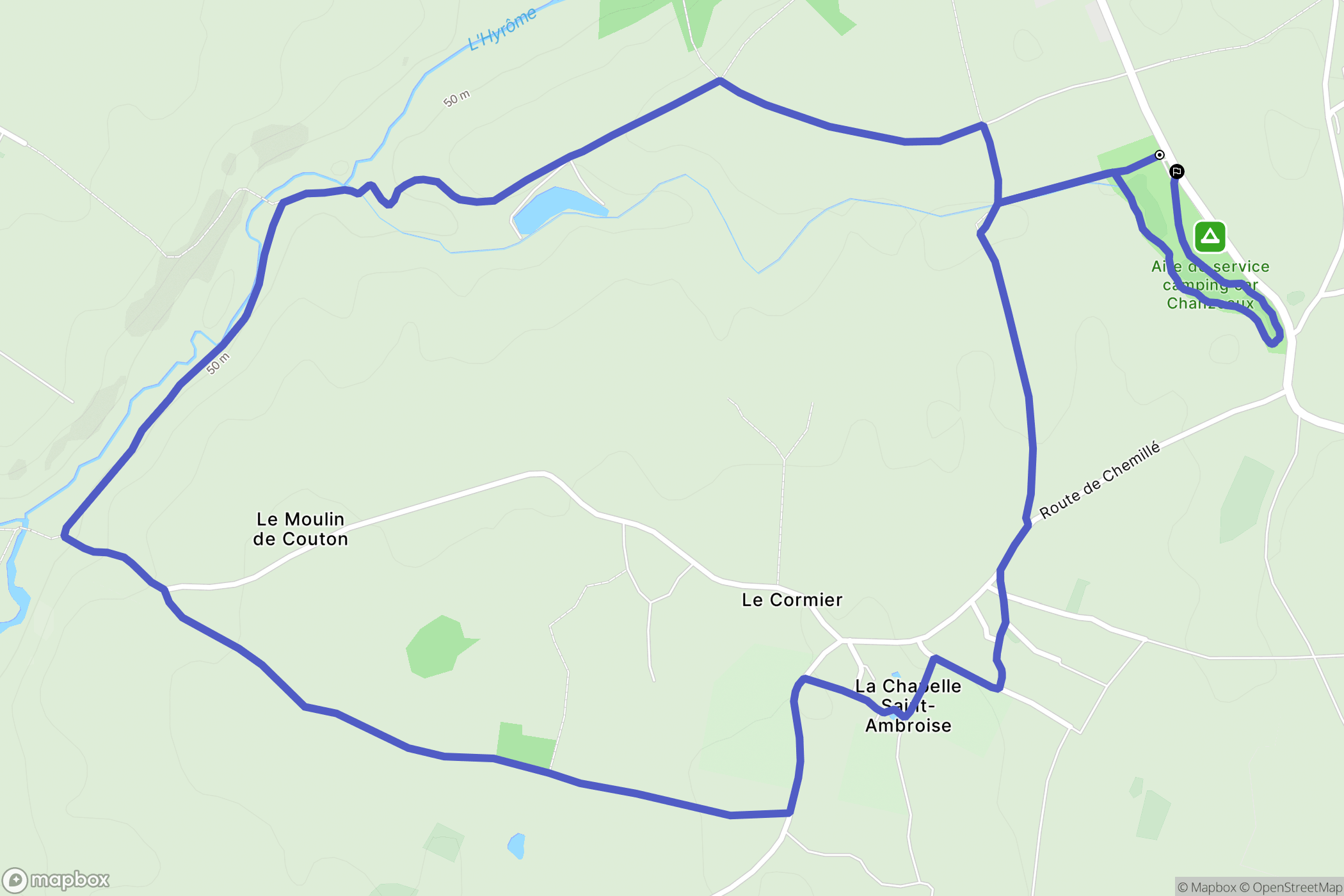Chemillé-en-Anjou : carte du parcours de randonnée - France