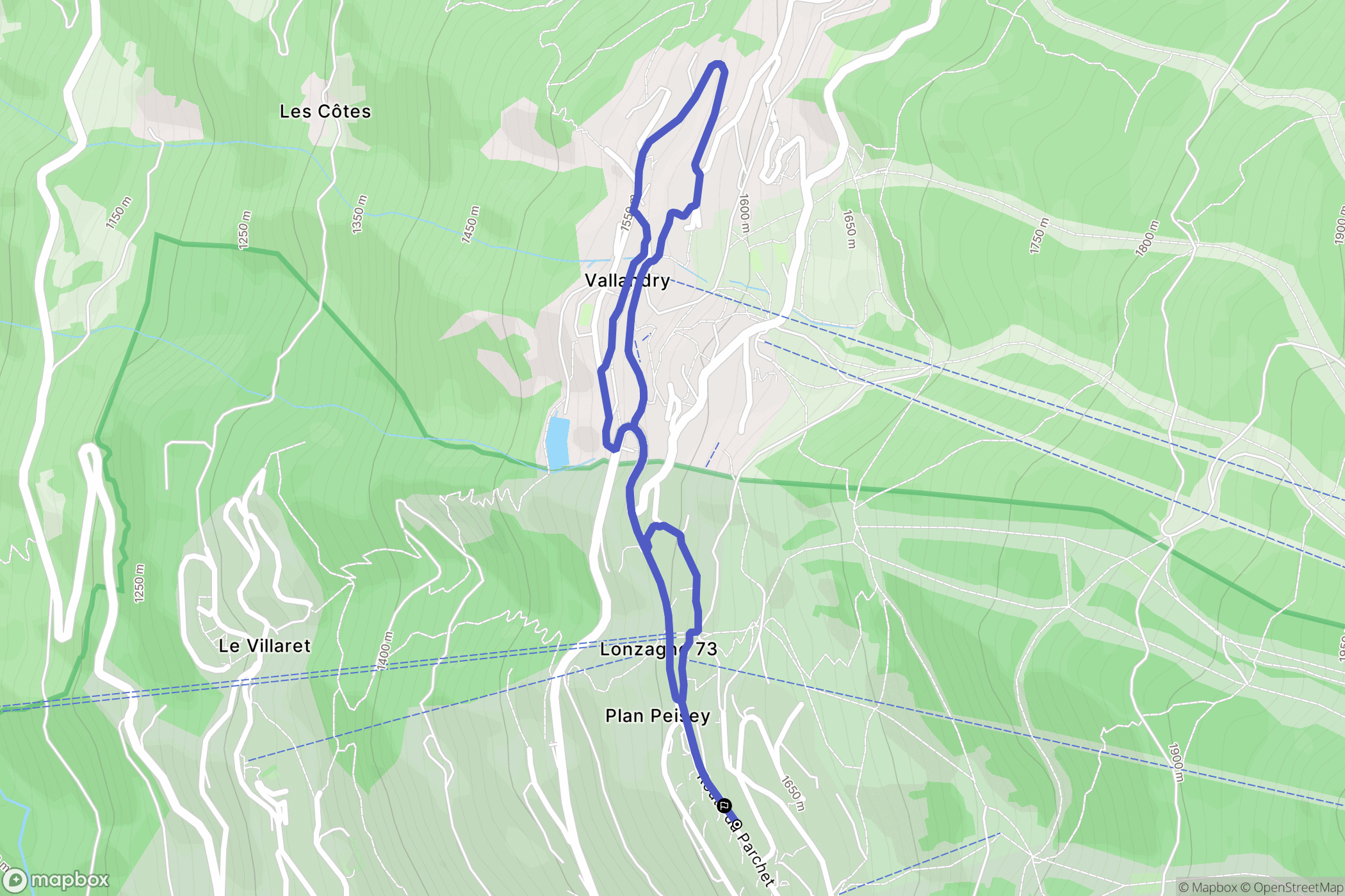 Peisey-Nancroix : carte du parcours de randonnée - France