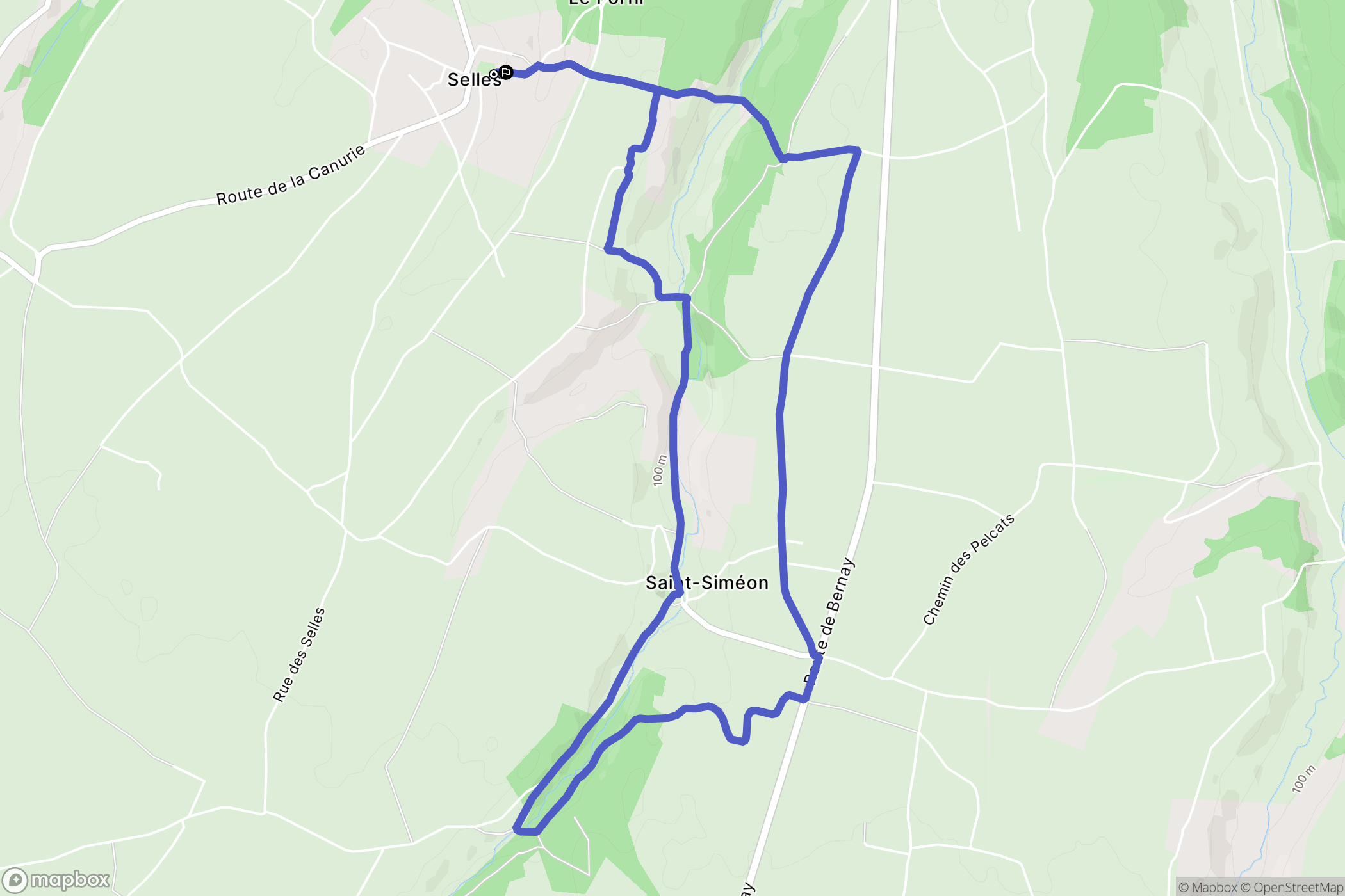 Selles : carte du parcours de randonnée - France