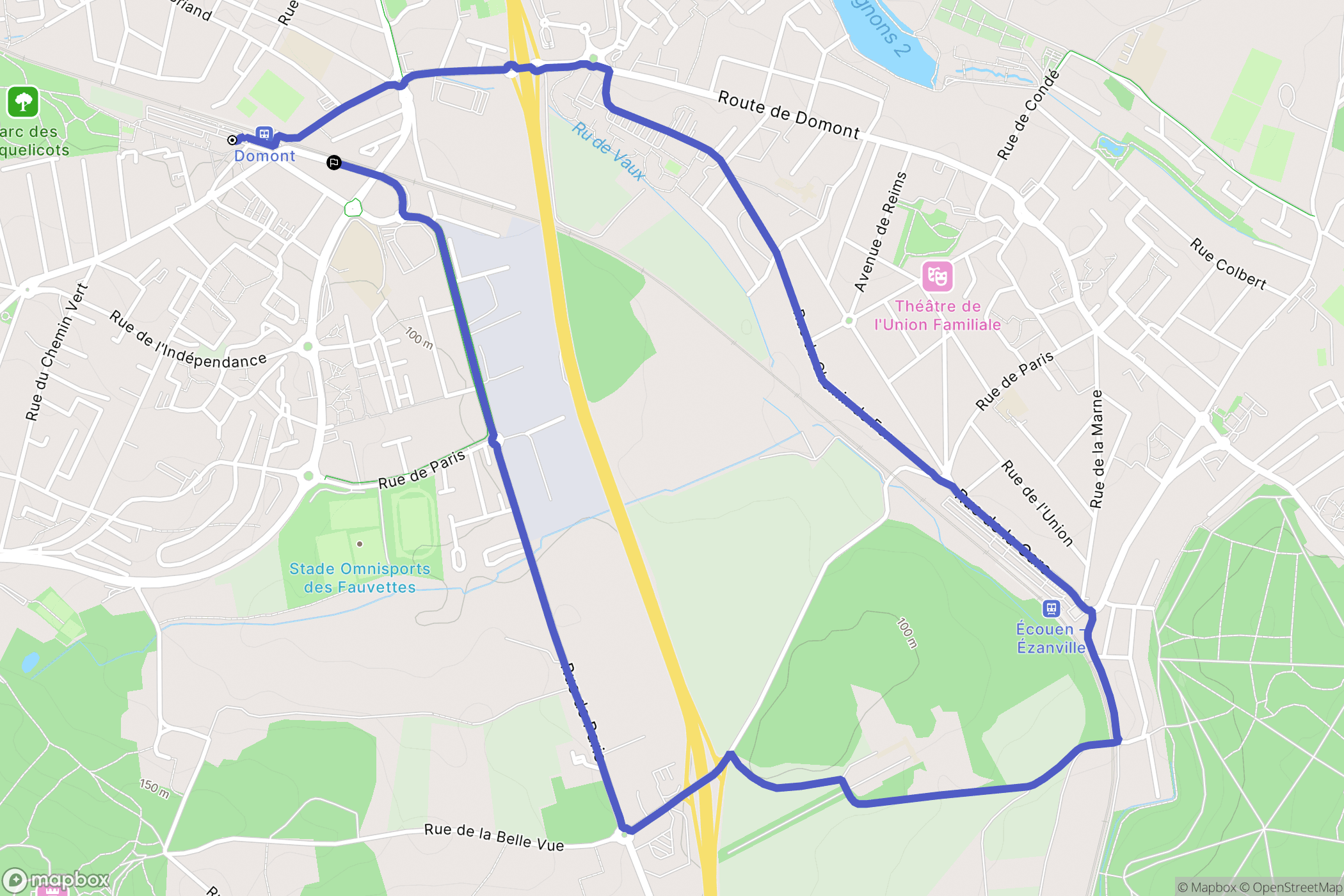Domont : carte du parcours de randonnée - France