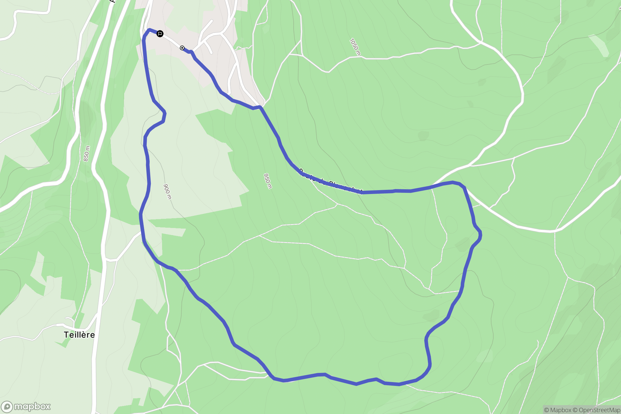 Plateau d'Hauteville : carte du parcours de randonnée - France