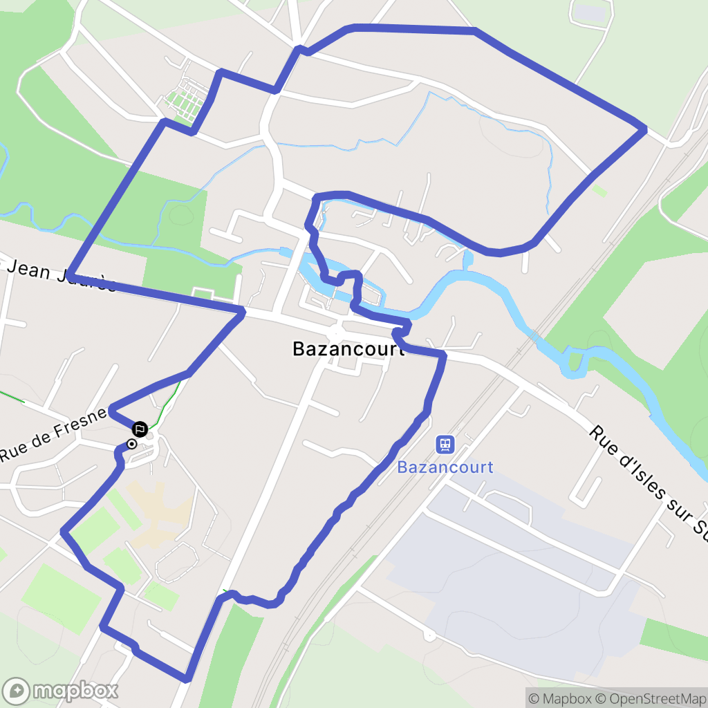 Bazancourt : carte du parcours de randonnée - France