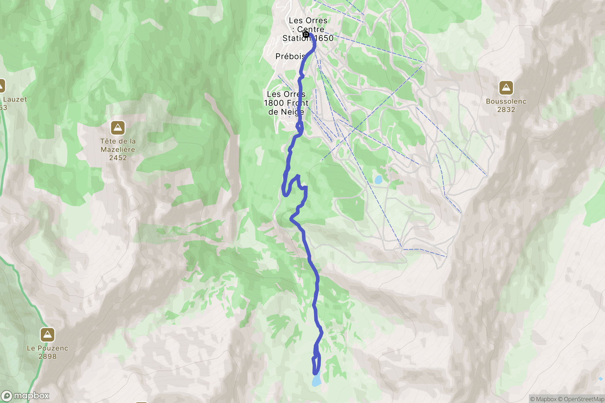 Les Orres : carte du parcours de randonnée - France