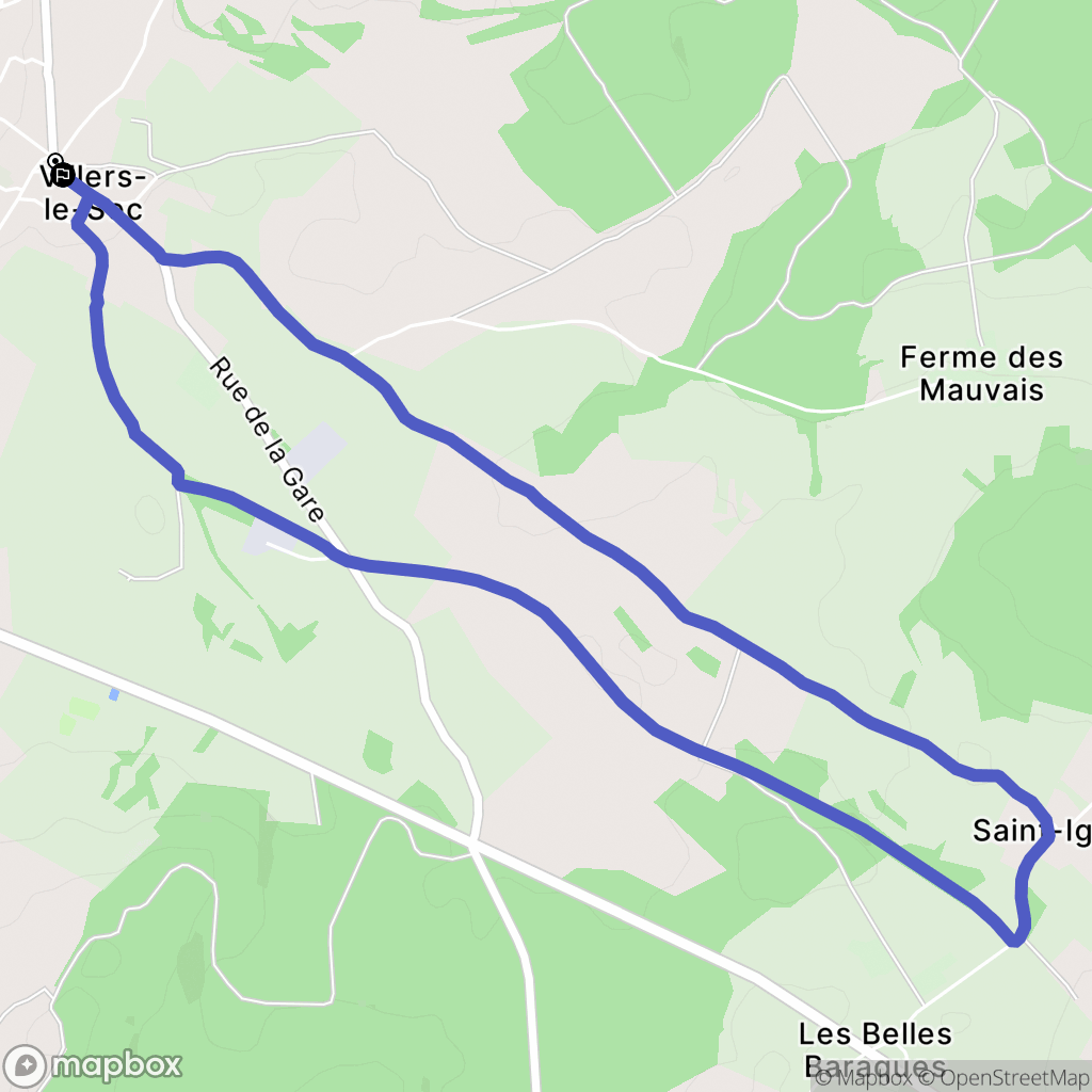 Villers-le-Sec : carte du parcours de randonnée - France