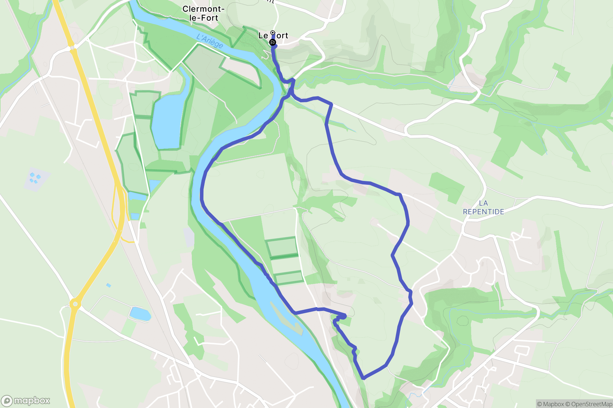 Clermont-le-Fort : carte du parcours de randonnée - France