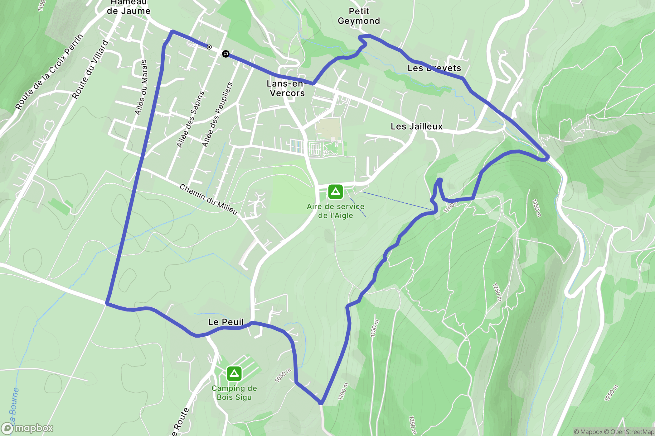 Lans-en-Vercors : carte du parcours de randonnée - France