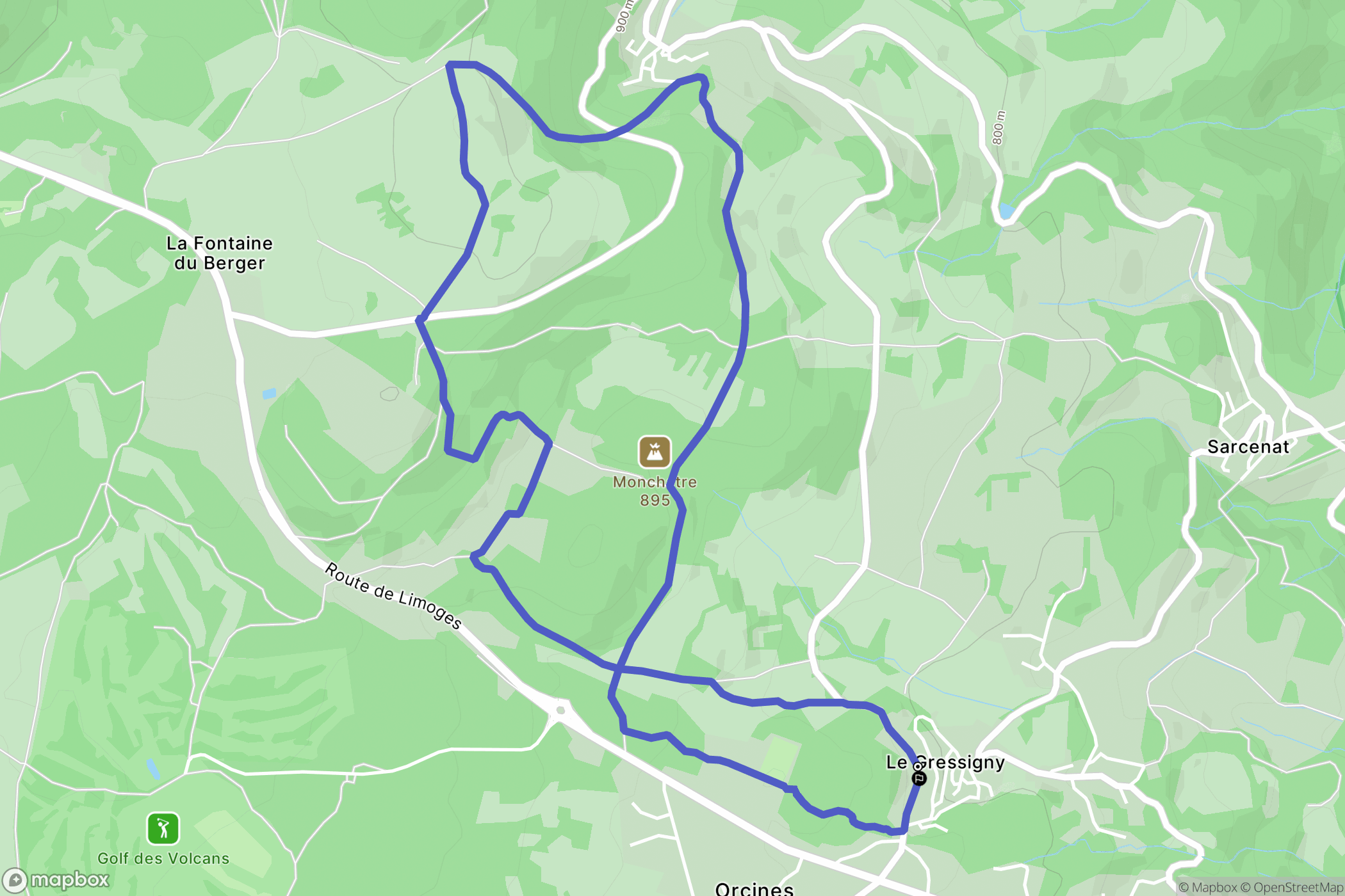 Orcines : carte du parcours de randonnée - France