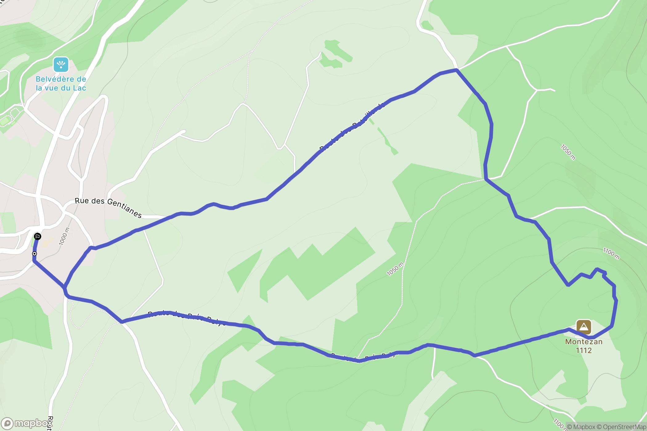 Montperreux : carte du parcours de randonnée - France