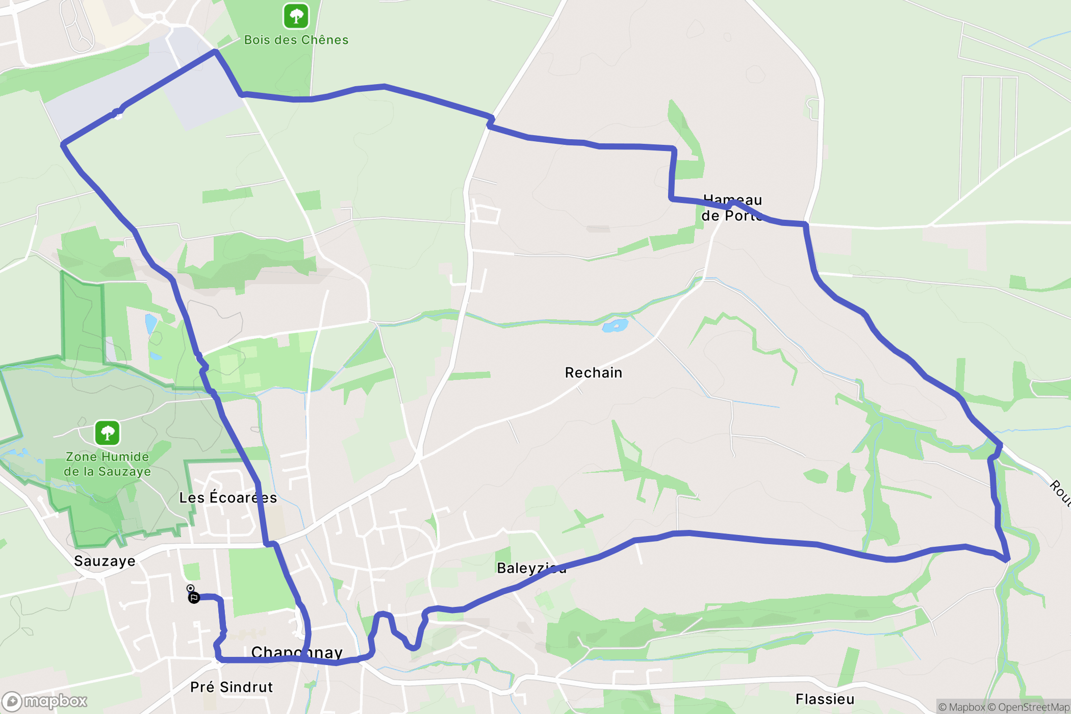Chaponnay : carte du parcours de randonnée - France