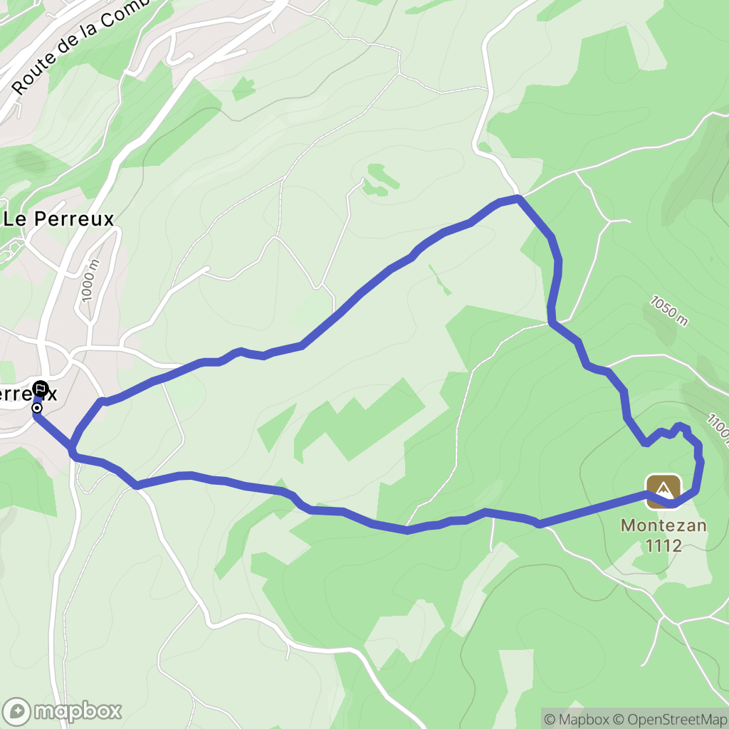 Montperreux : carte du parcours de randonnée - France