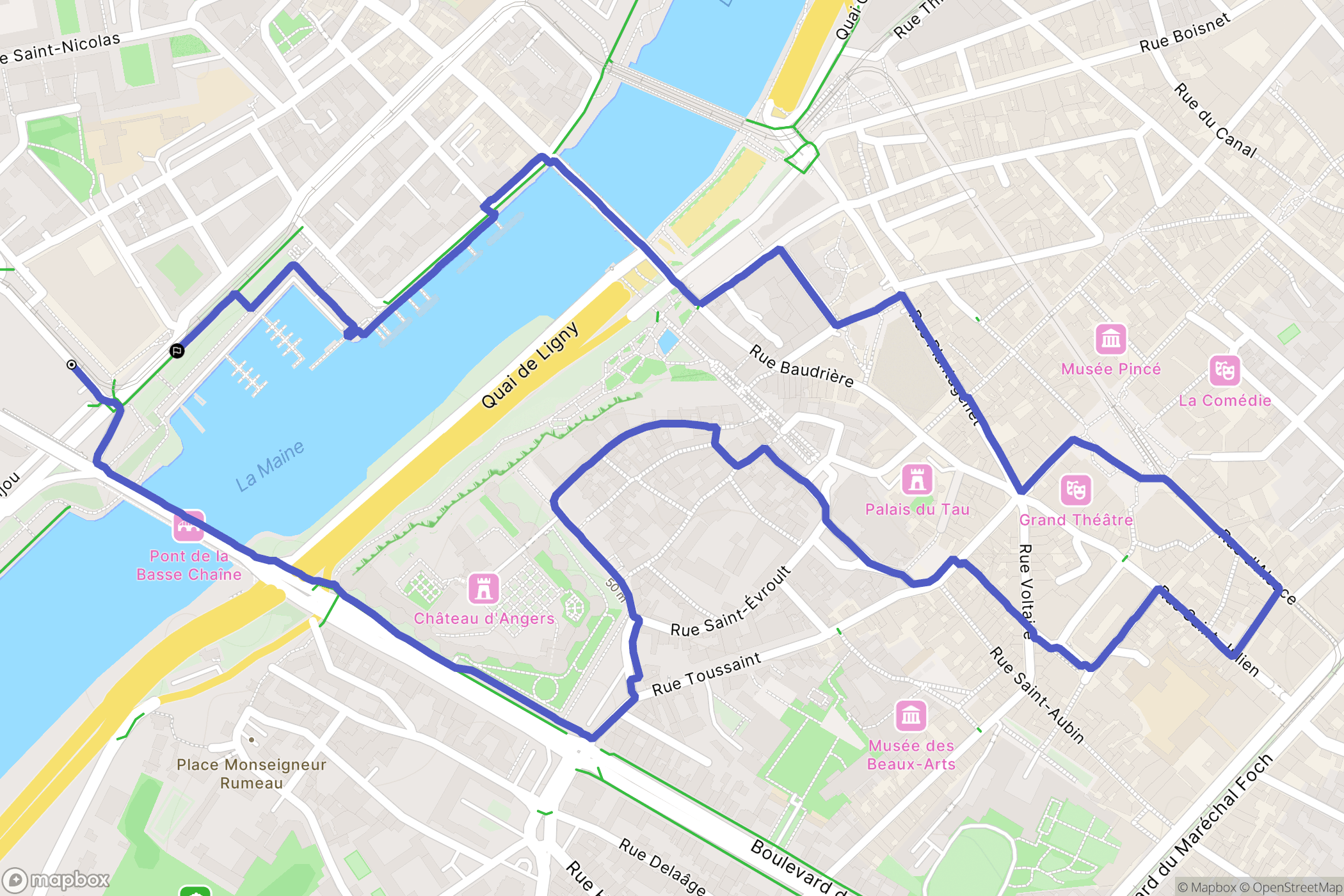 Angers : carte du parcours de randonnée - France