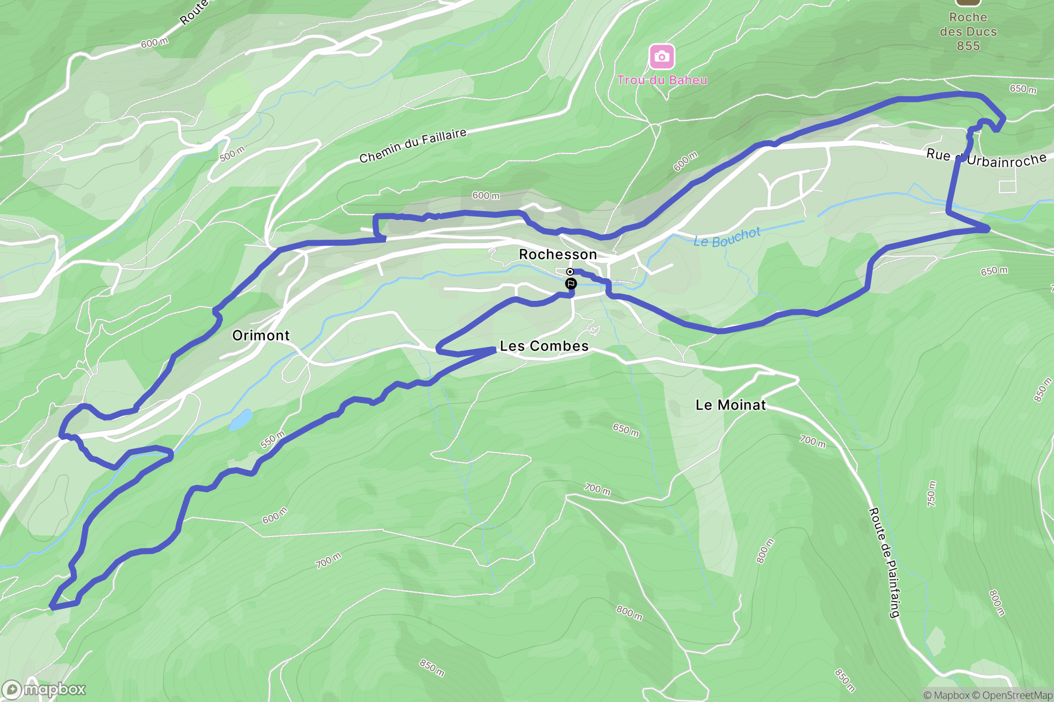 Rochesson : carte du parcours de randonnée - France