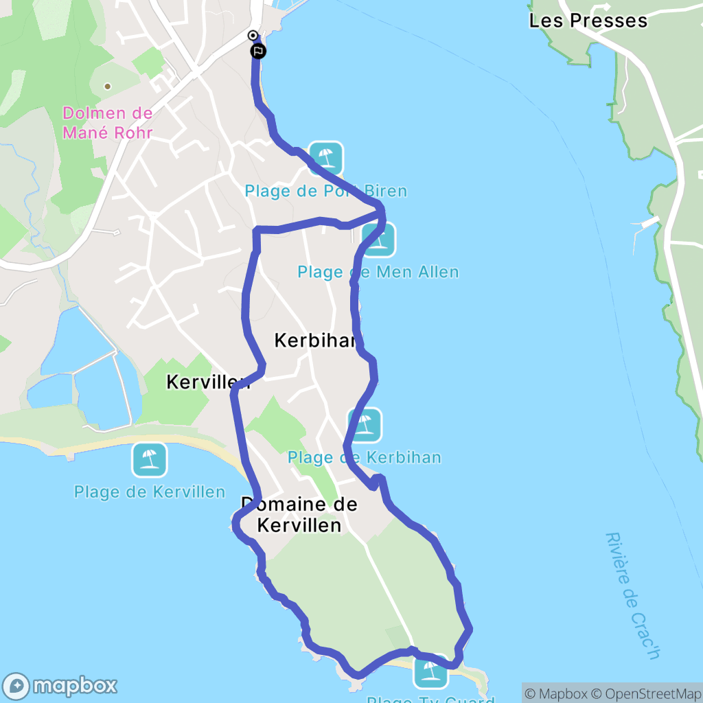 La Trinité-sur-Mer : carte du parcours de randonnée - France