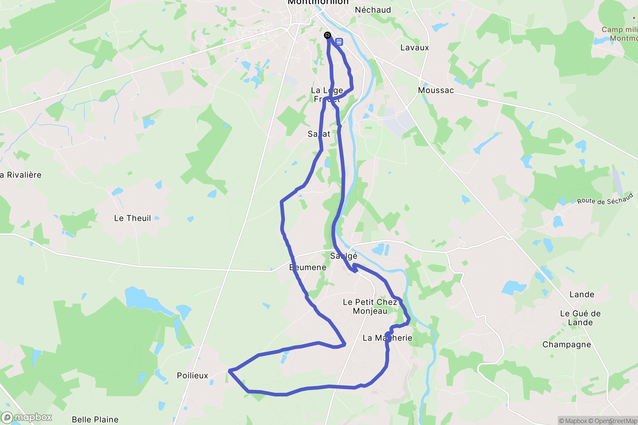 Saulgé : carte du parcours de randonnée - France