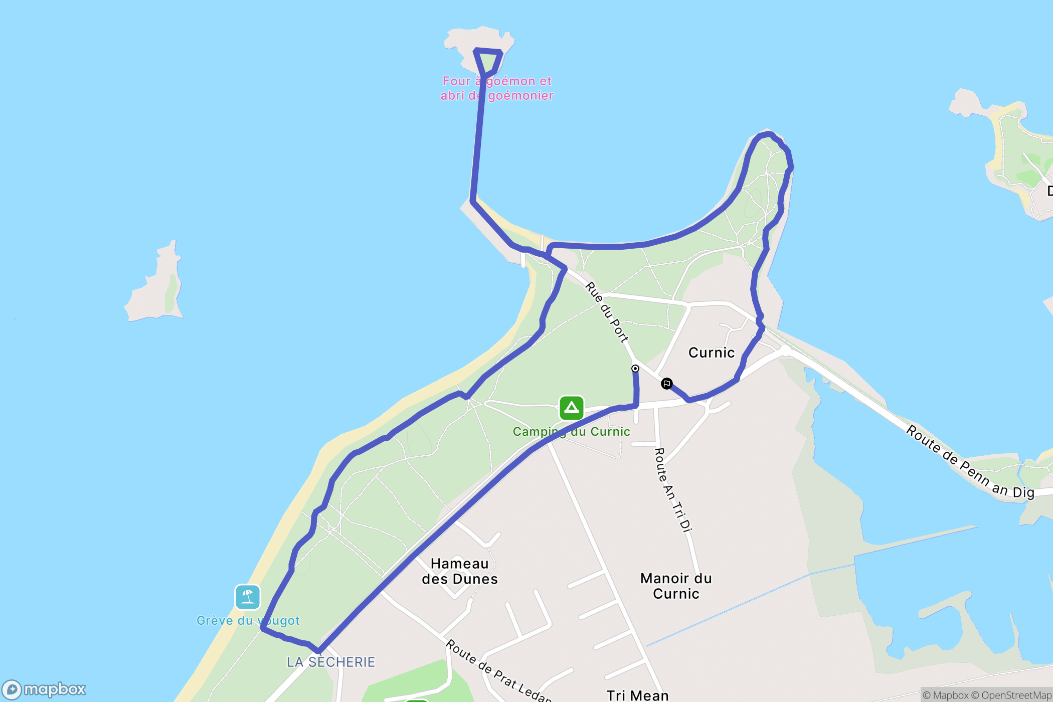 Curnic : carte du parcours de randonnée - France