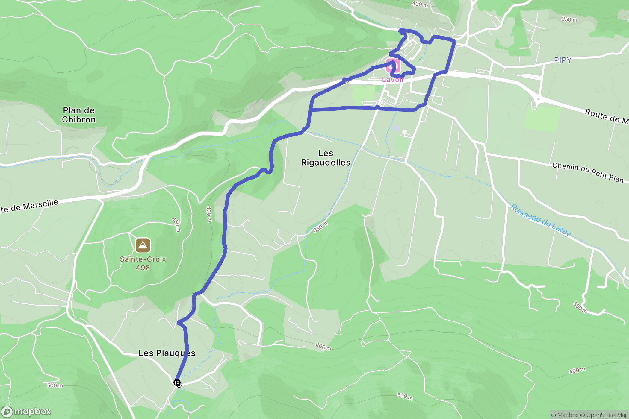 Signes : carte du parcours de randonnée - France