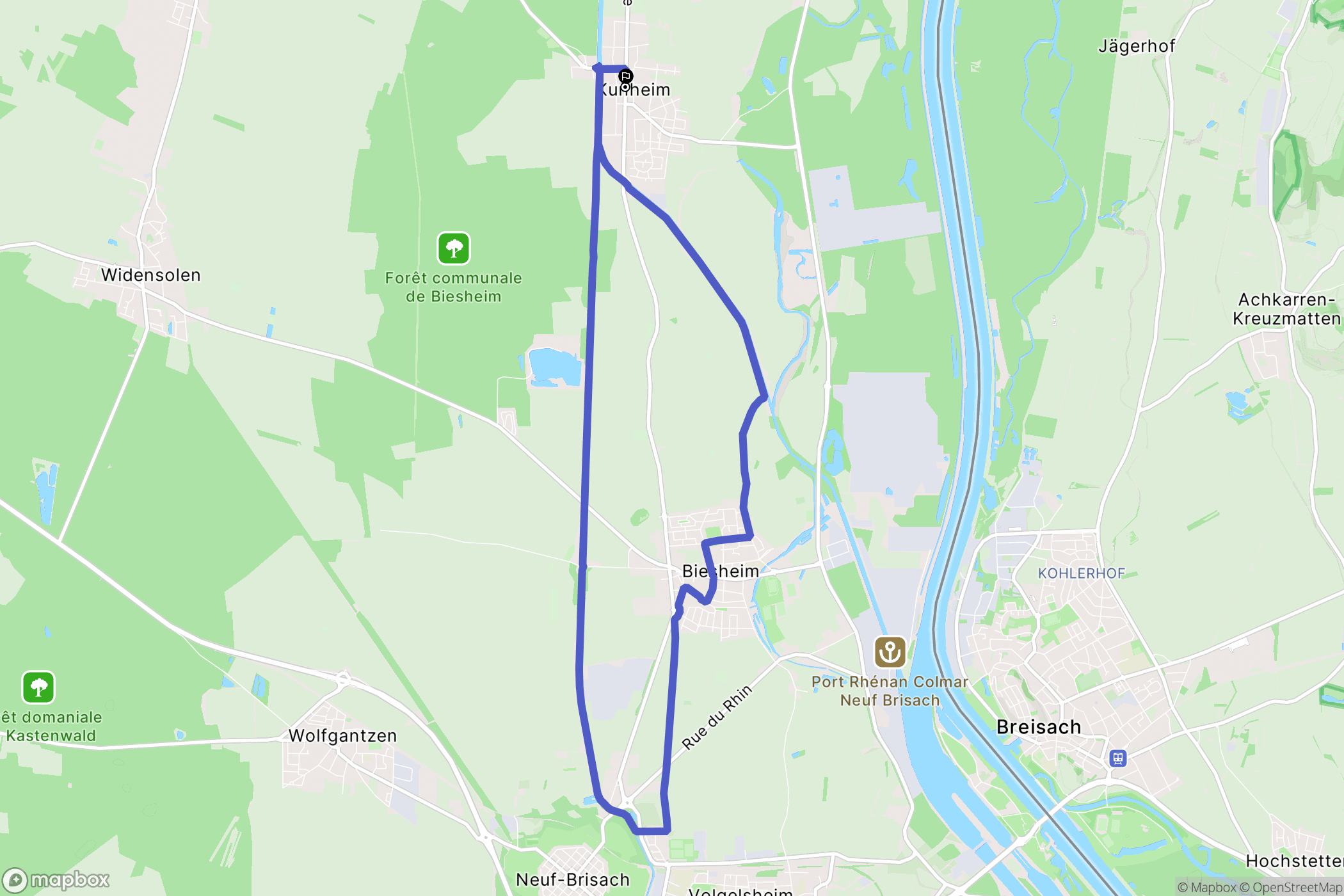 Kunheim : carte du parcours de randonnée - France