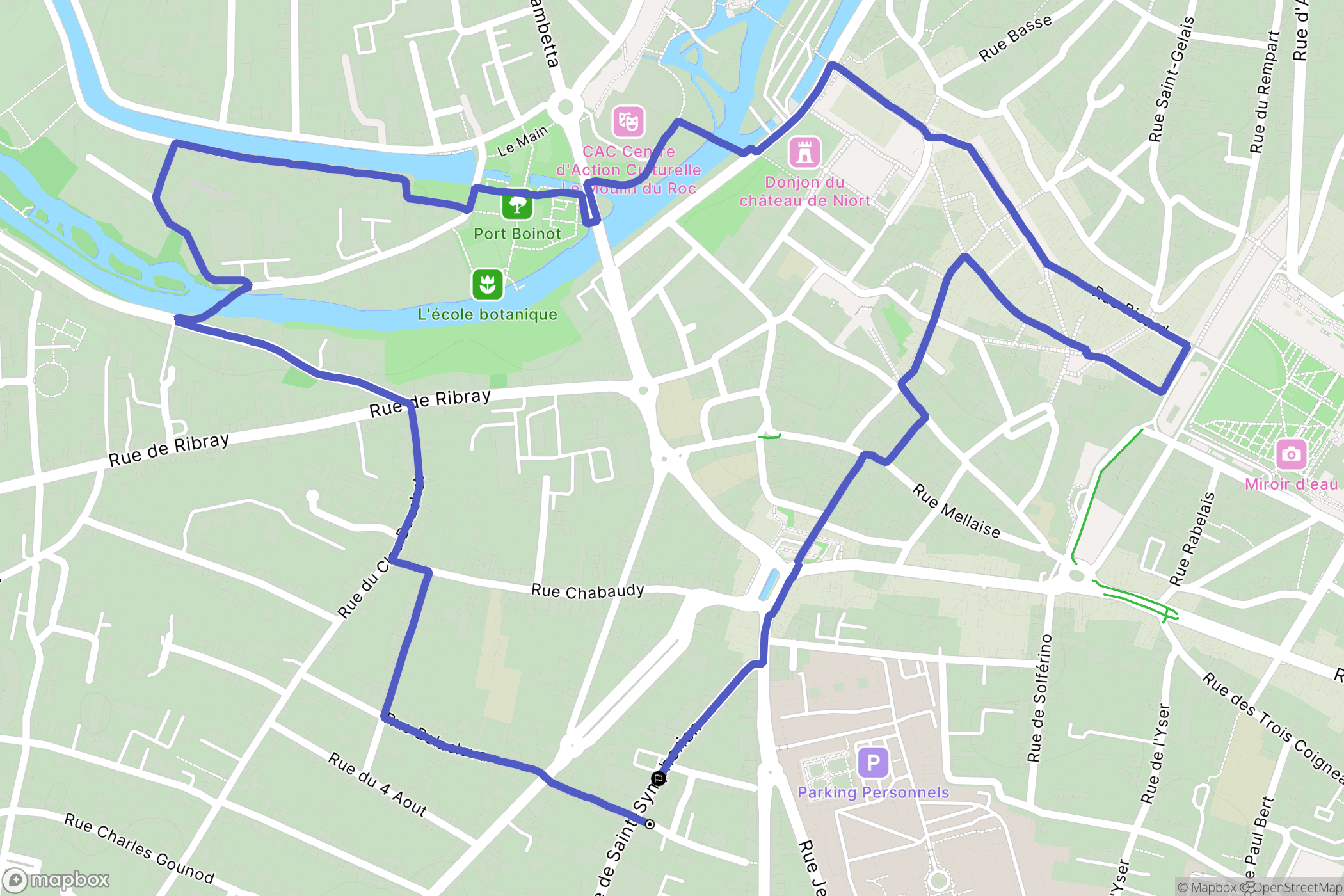 Niort : carte du parcours de randonnée - France