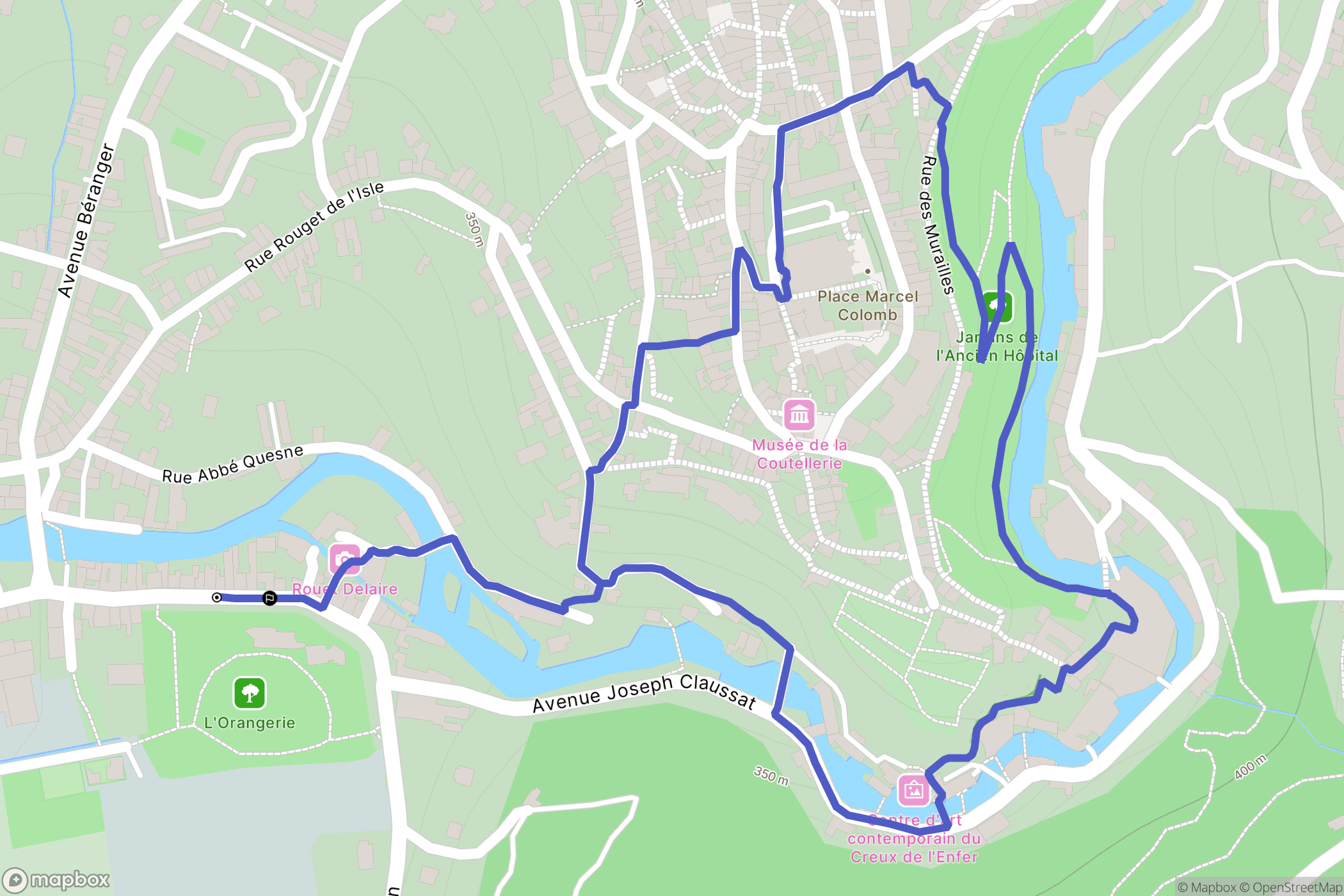 Thiers : carte du parcours de randonnée - France