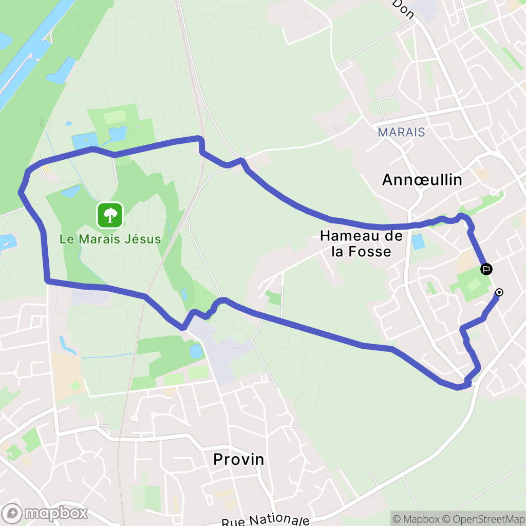 Annœullin : carte du parcours de randonnée - France