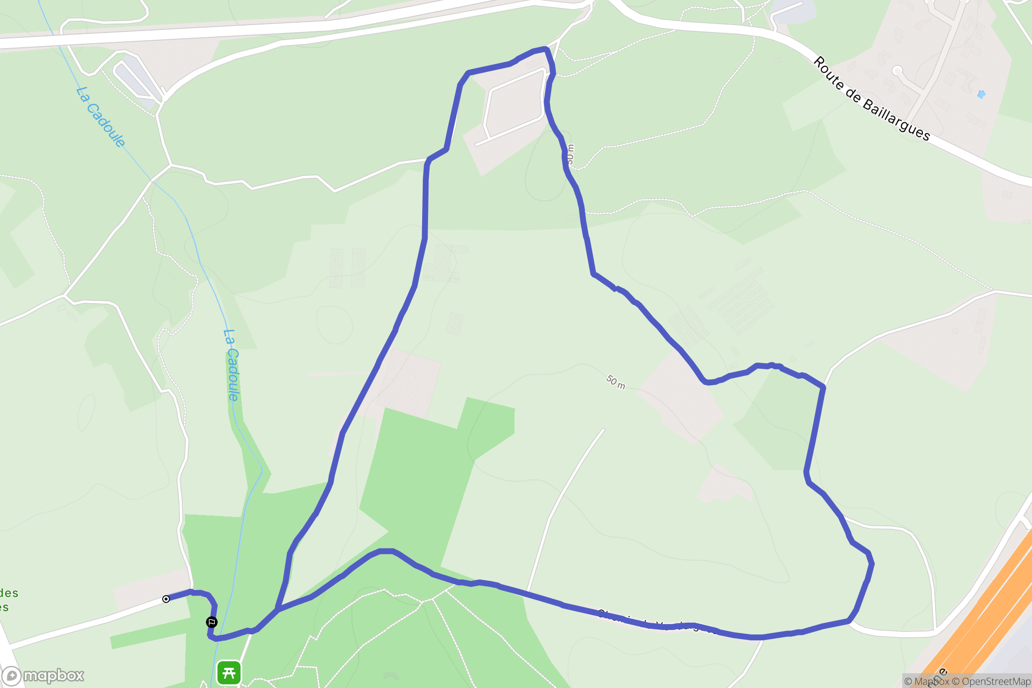 Vendargues : carte du parcours de randonnée - France