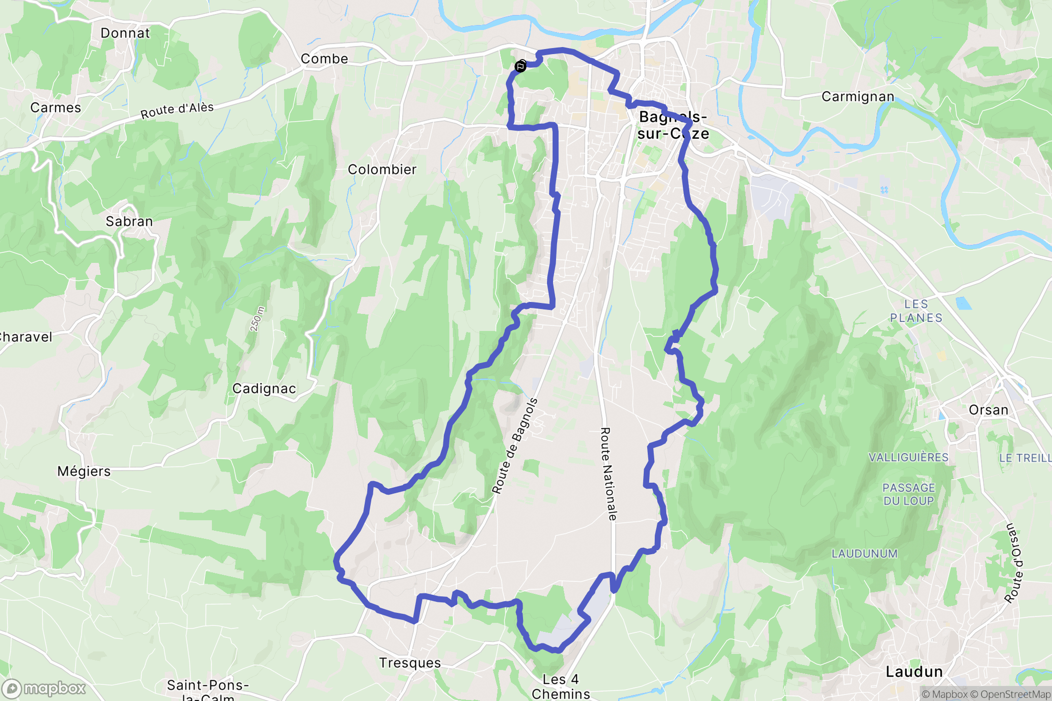 Bagnols-sur-Cèze : carte du parcours de randonnée - France
