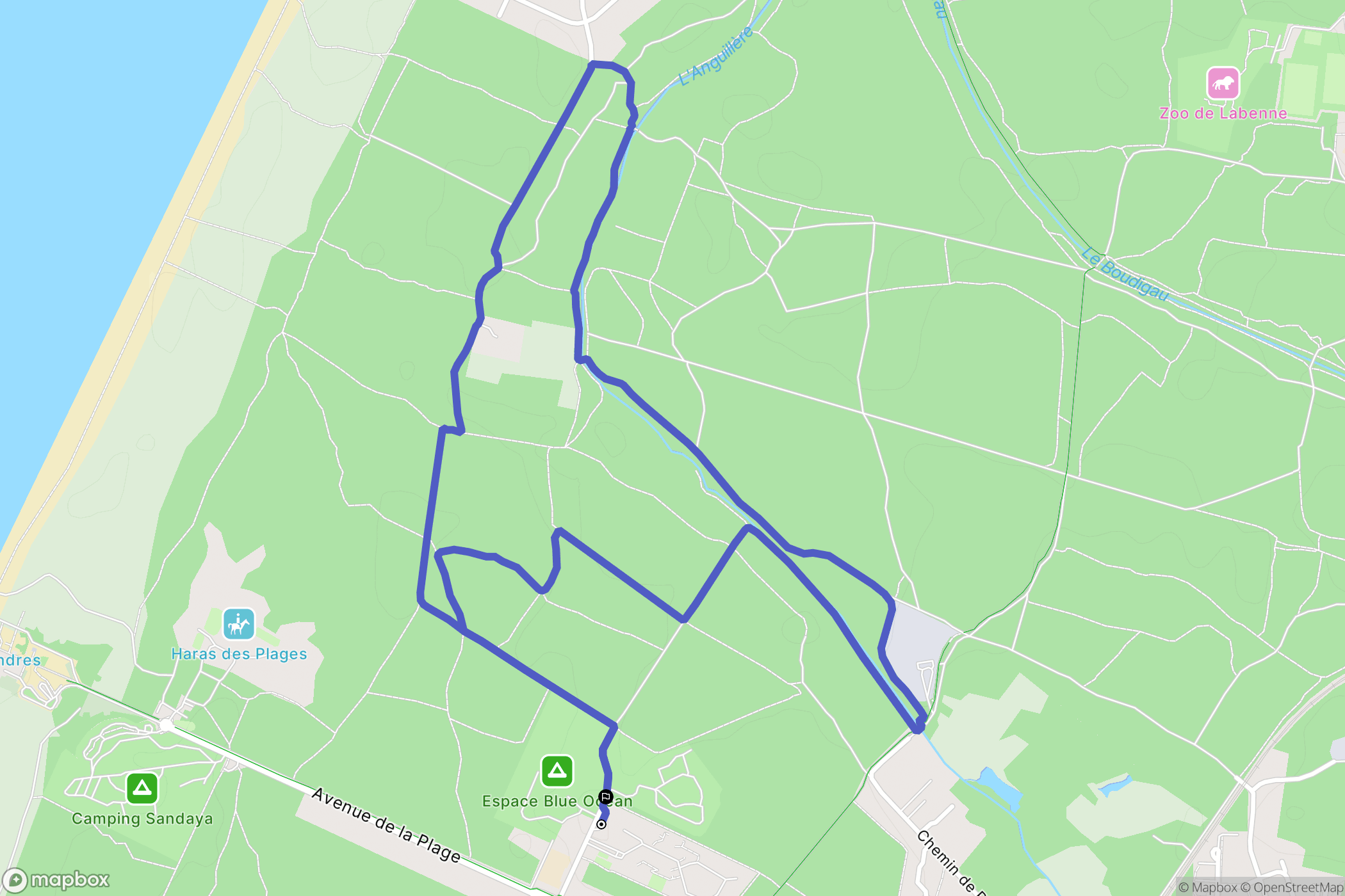 Ondres : carte du parcours de randonnée - France