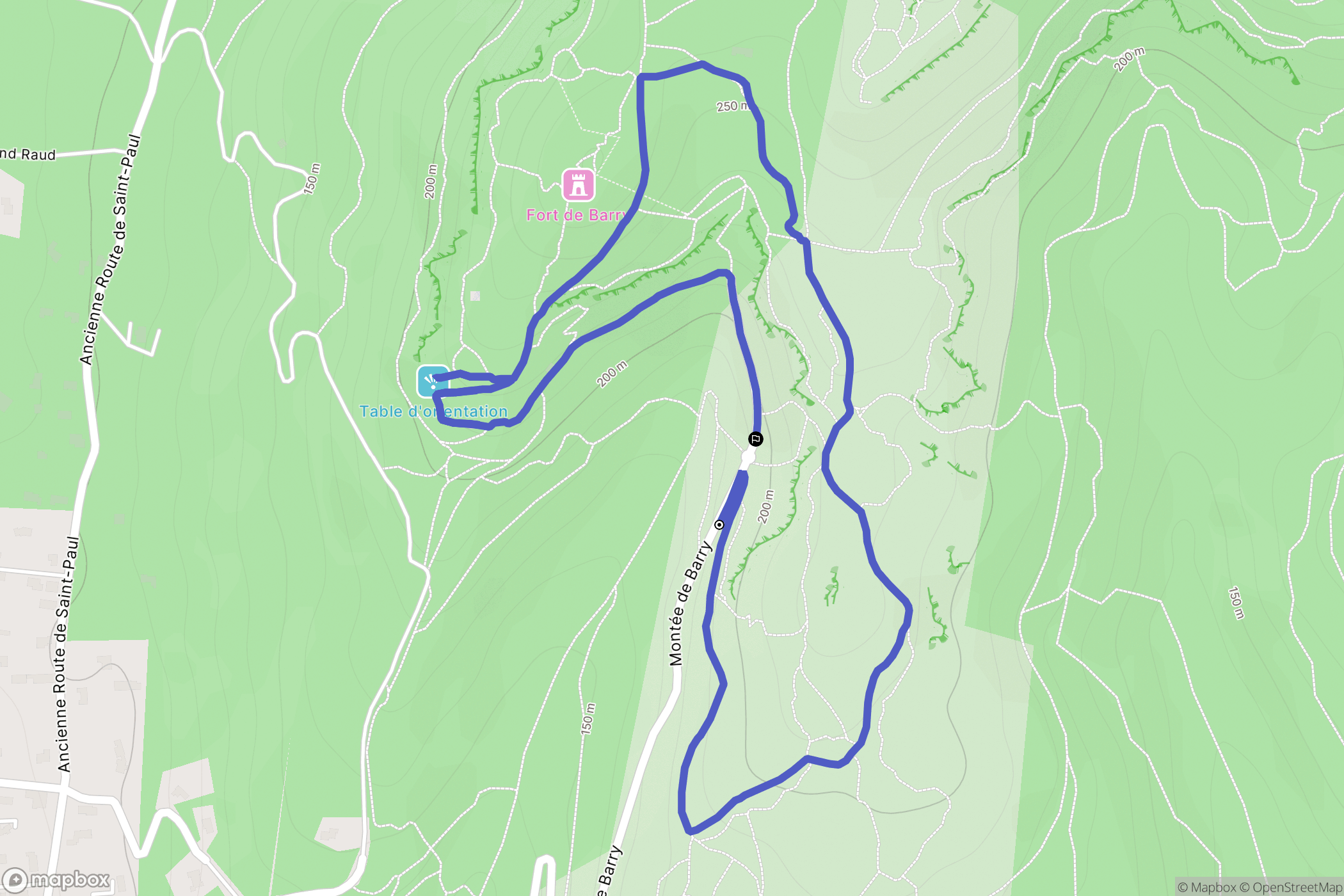 Bollène : carte du parcours de randonnée - France