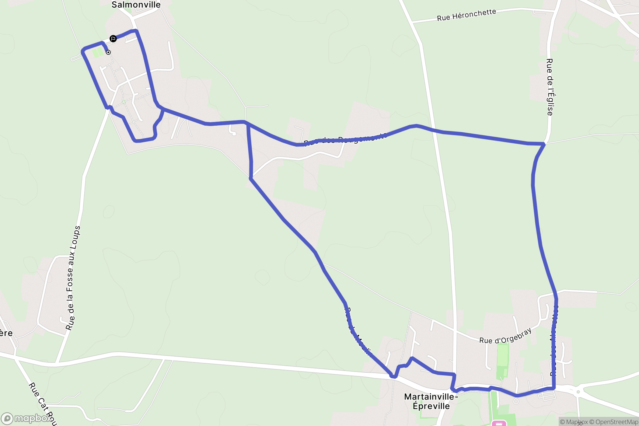 Servaville-Salmonville : carte du parcours de randonnée - France