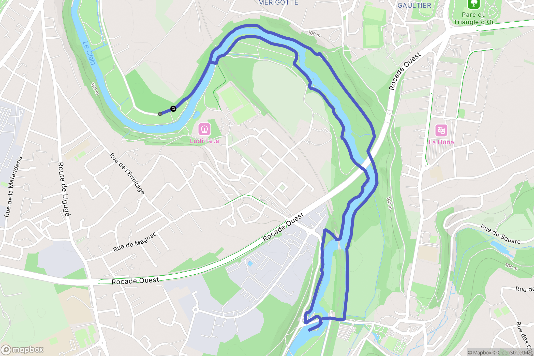 Poitiers : carte du parcours de randonnée - France