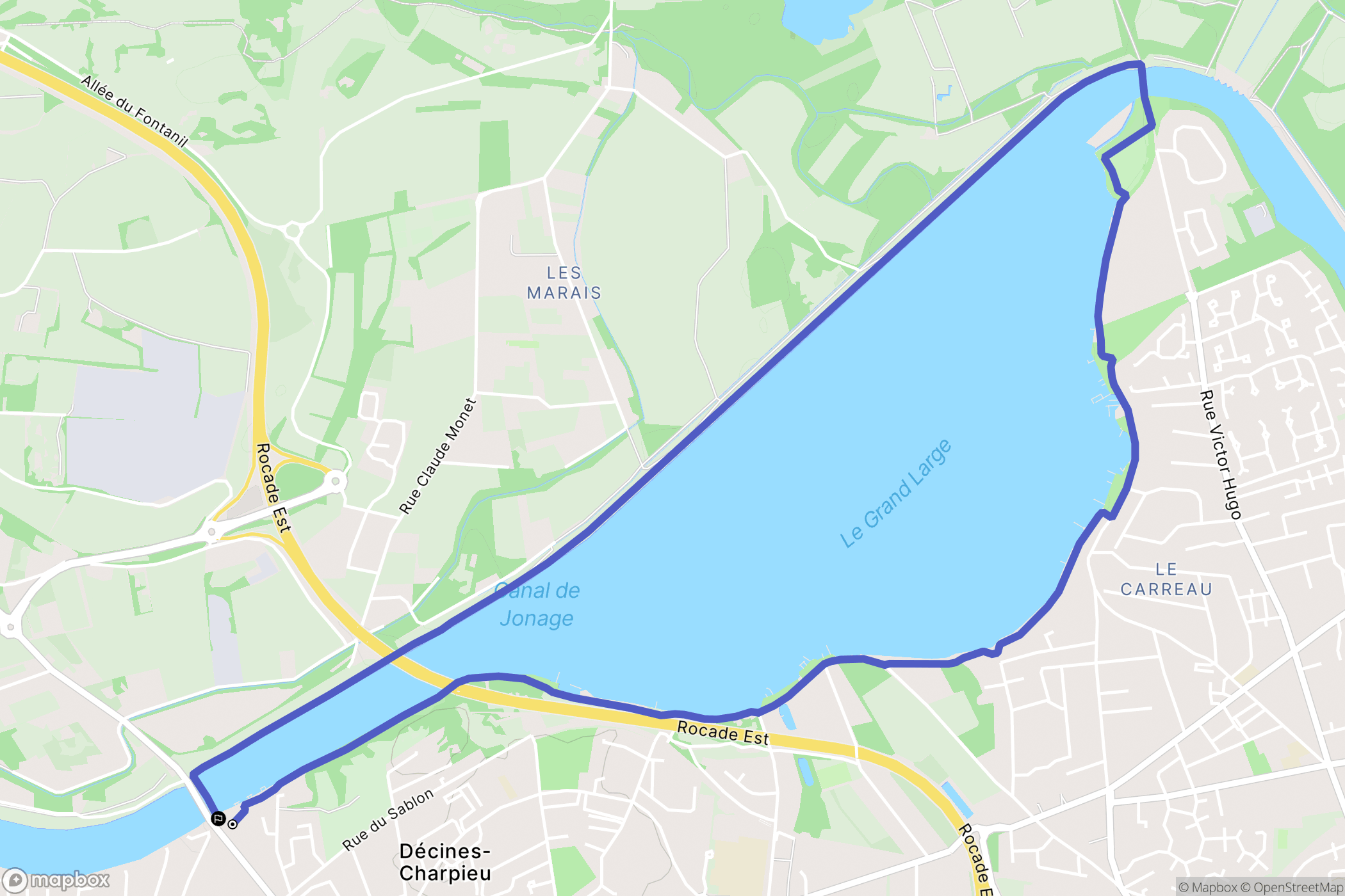 Décines-Charpieu : carte du parcours de randonnée - France