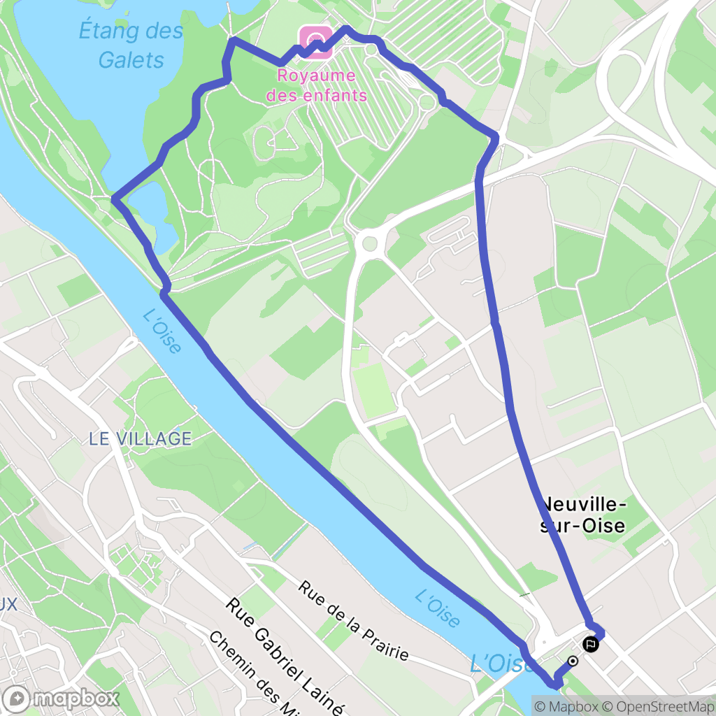 Neuville-sur-Oise : carte du parcours de randonnée - France