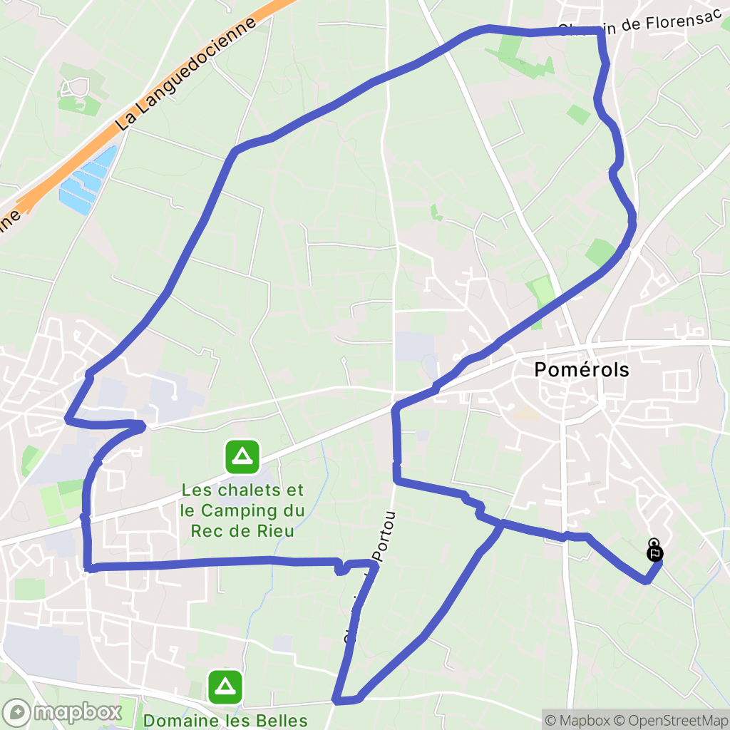 Pomérols : carte du parcours de randonnée - France