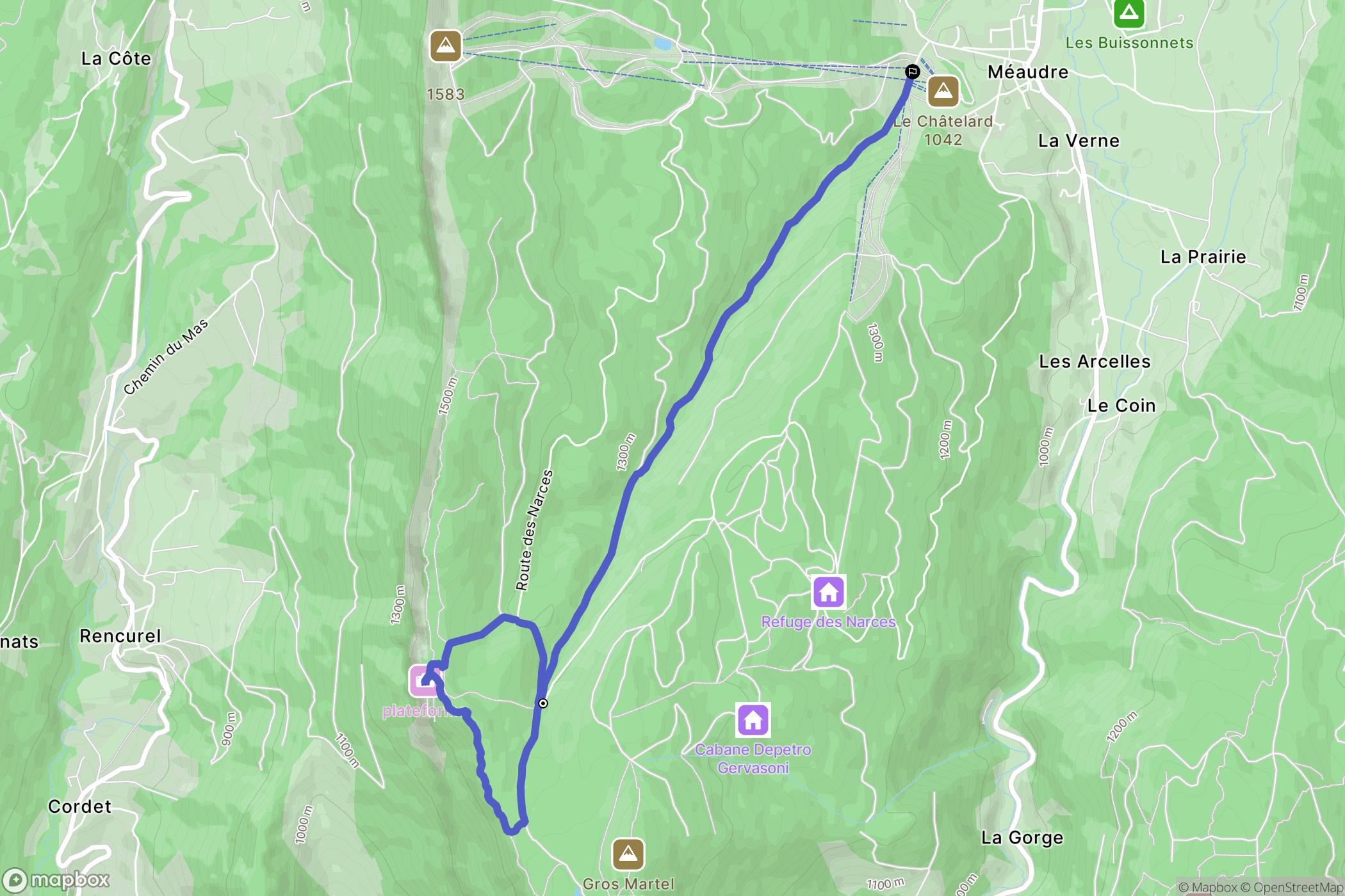 Autrans-Méaudre-en-Vercors : carte du parcours de randonnée - France