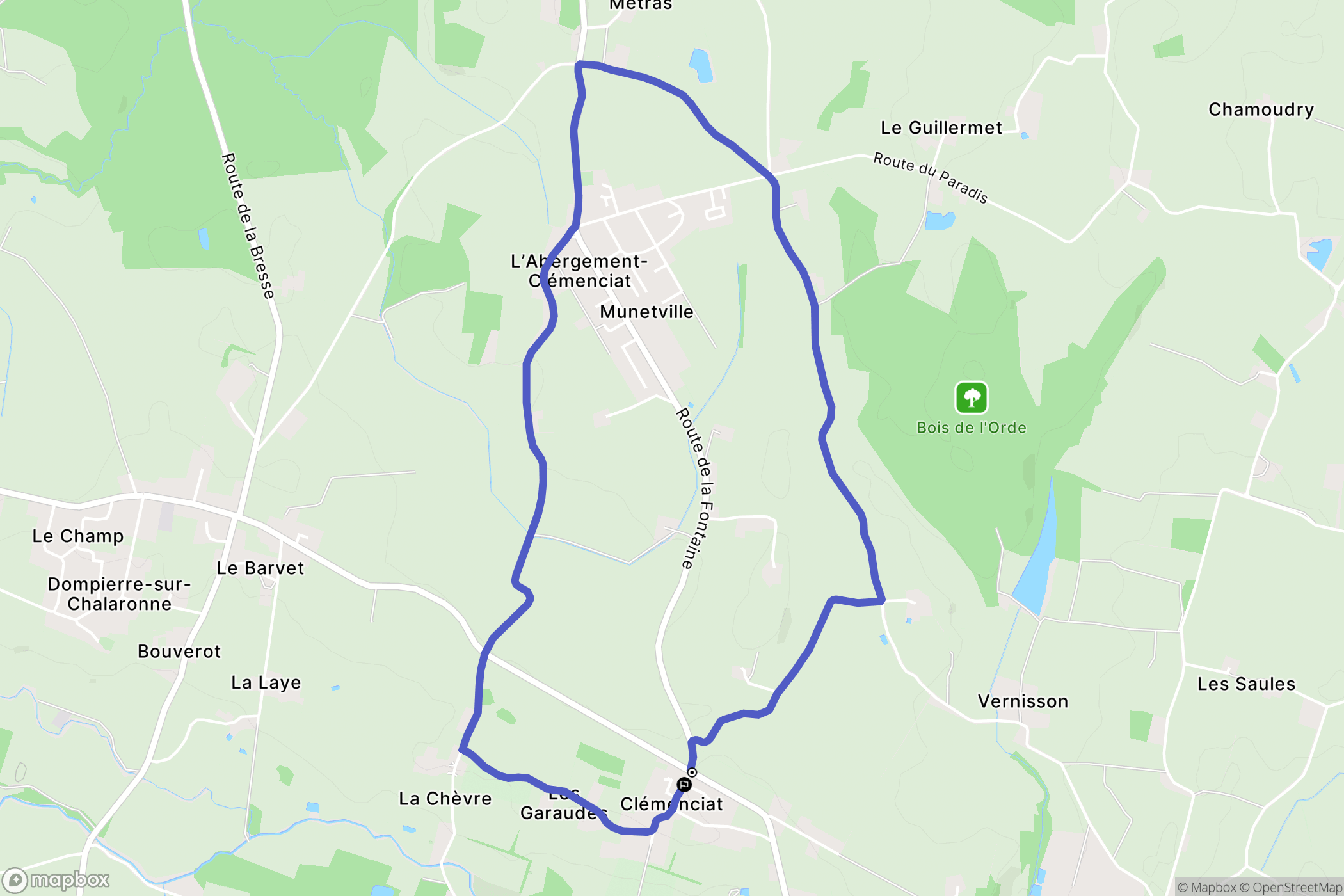 L'Abergement-Clémenciat : carte du parcours de randonnée - France