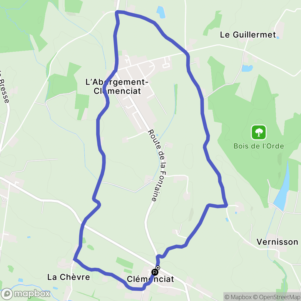 L'Abergement-Clémenciat : carte du parcours de randonnée - France