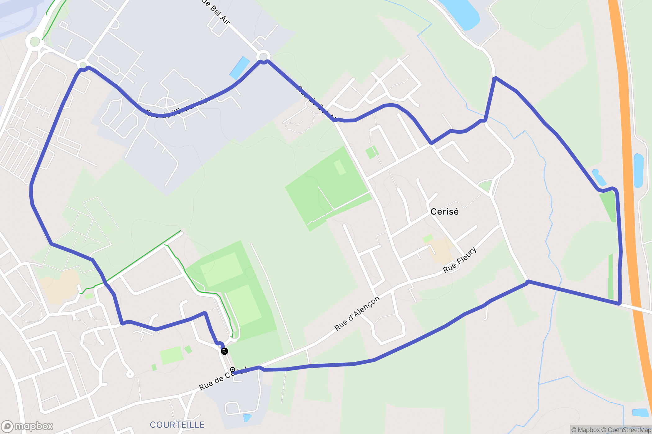 Alençon : carte du parcours de randonnée - France