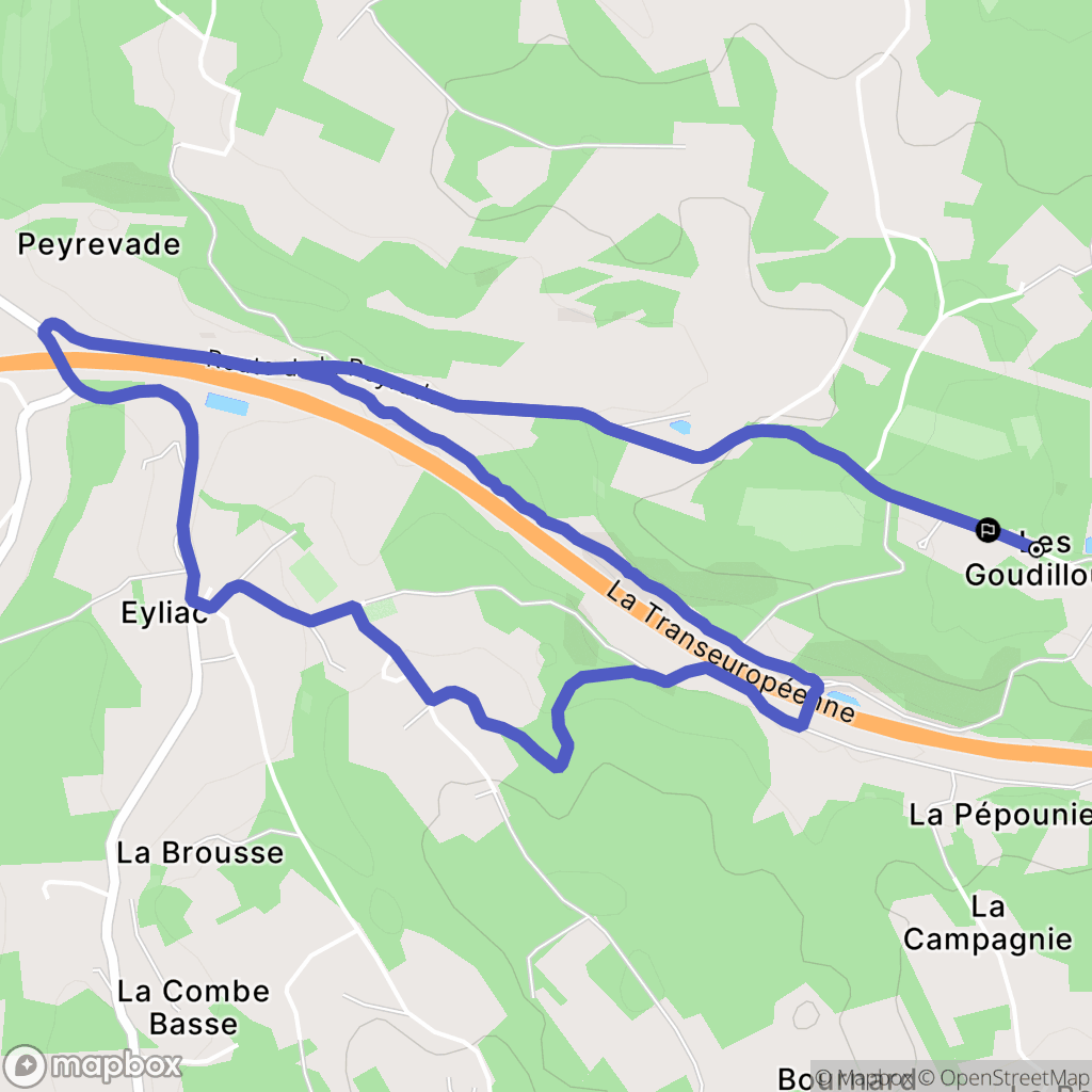 Bassillac et Auberoche : carte du parcours de randonnée - France