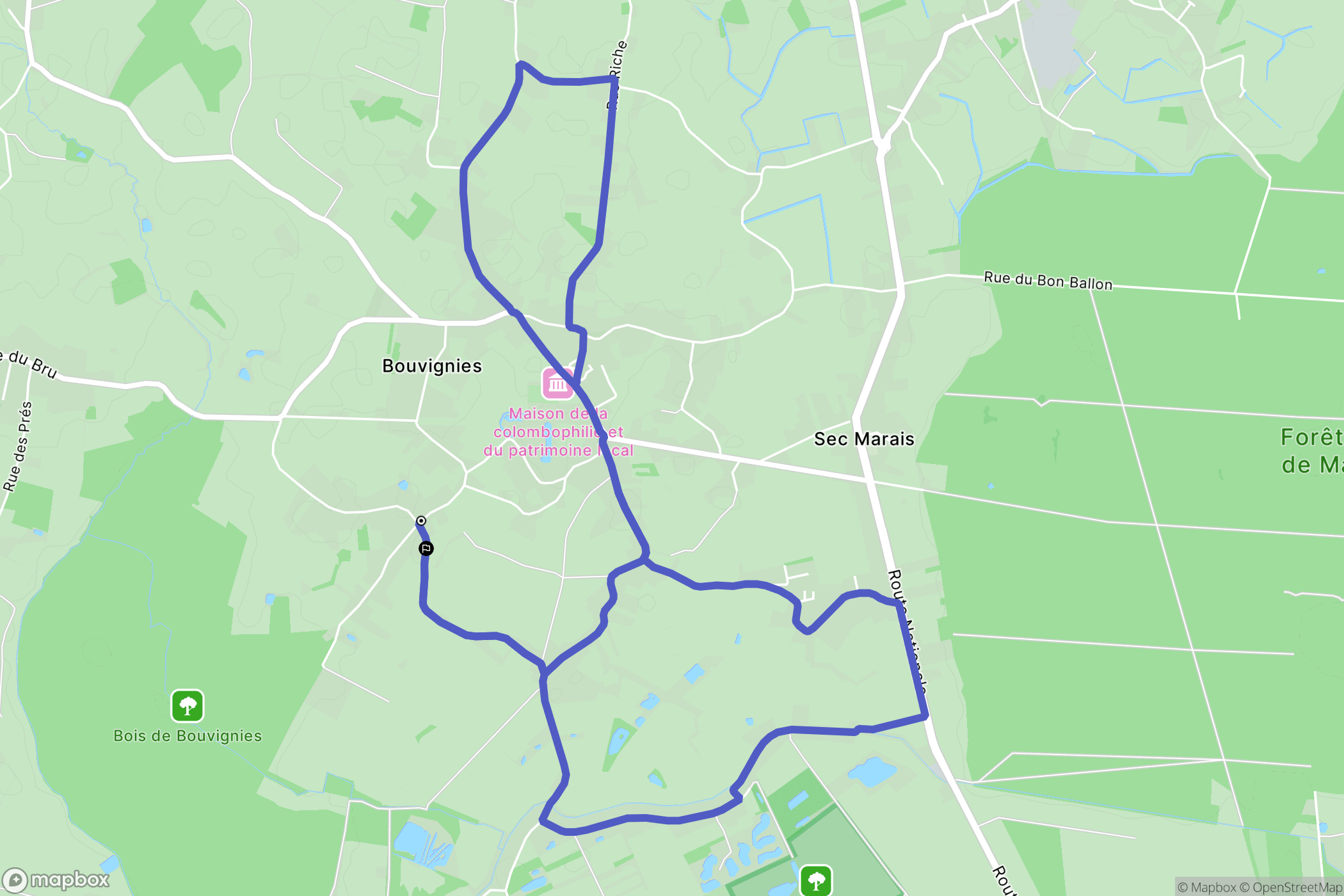 Bouvignies : carte du parcours de randonnée - France