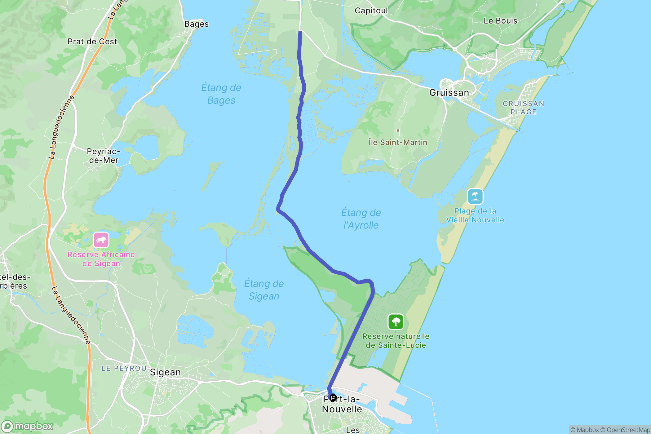 Port-la-Nouvelle : carte du parcours de randonnée - France