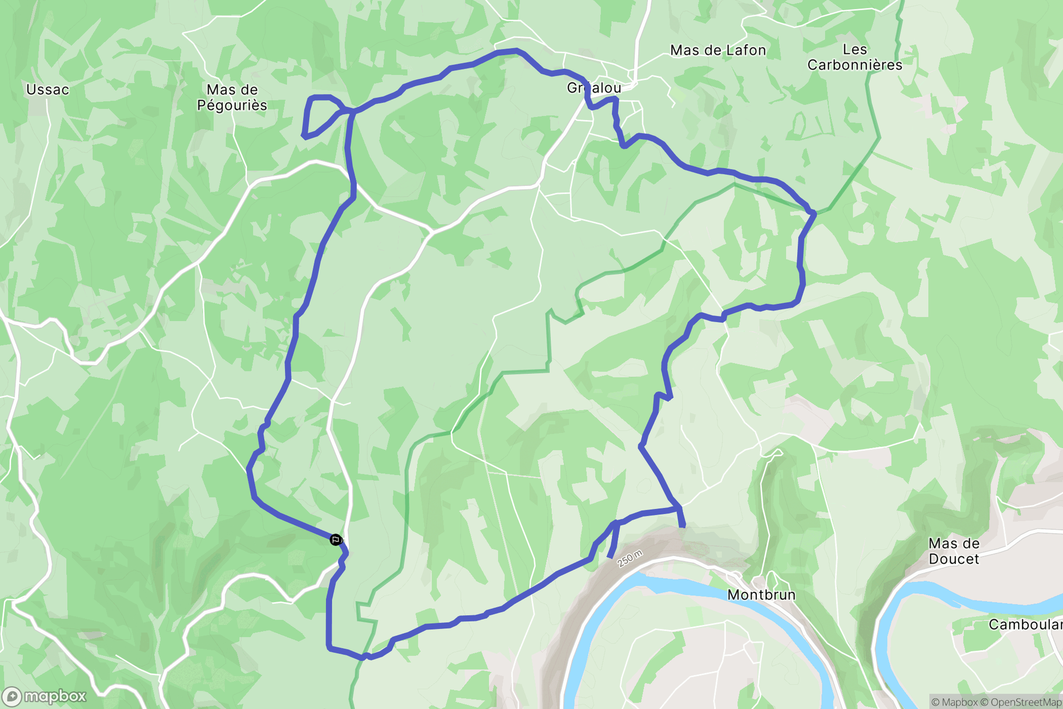 Cajarc : carte du parcours de randonnée - France