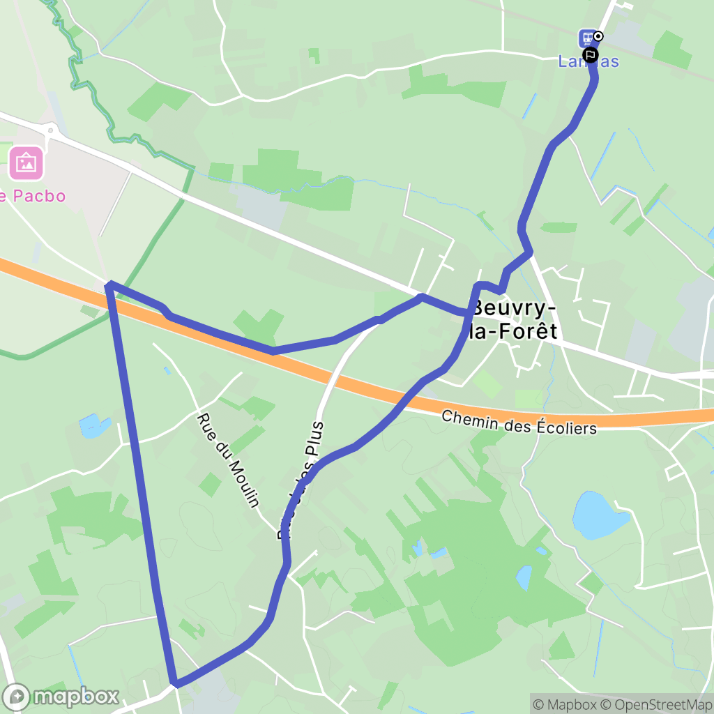 Landas : carte du parcours de randonnée - France