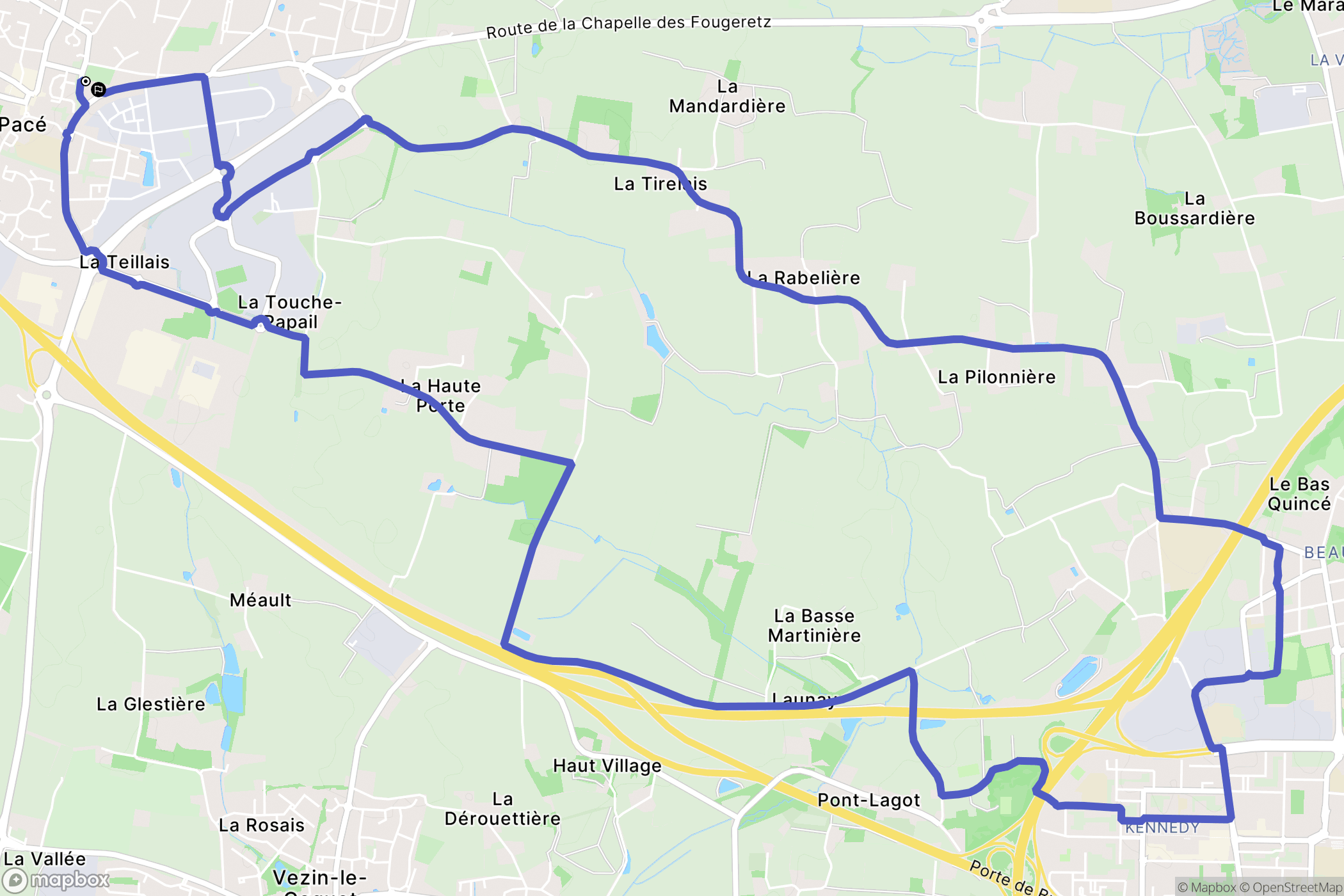 Pacé : carte du parcours de randonnée - France
