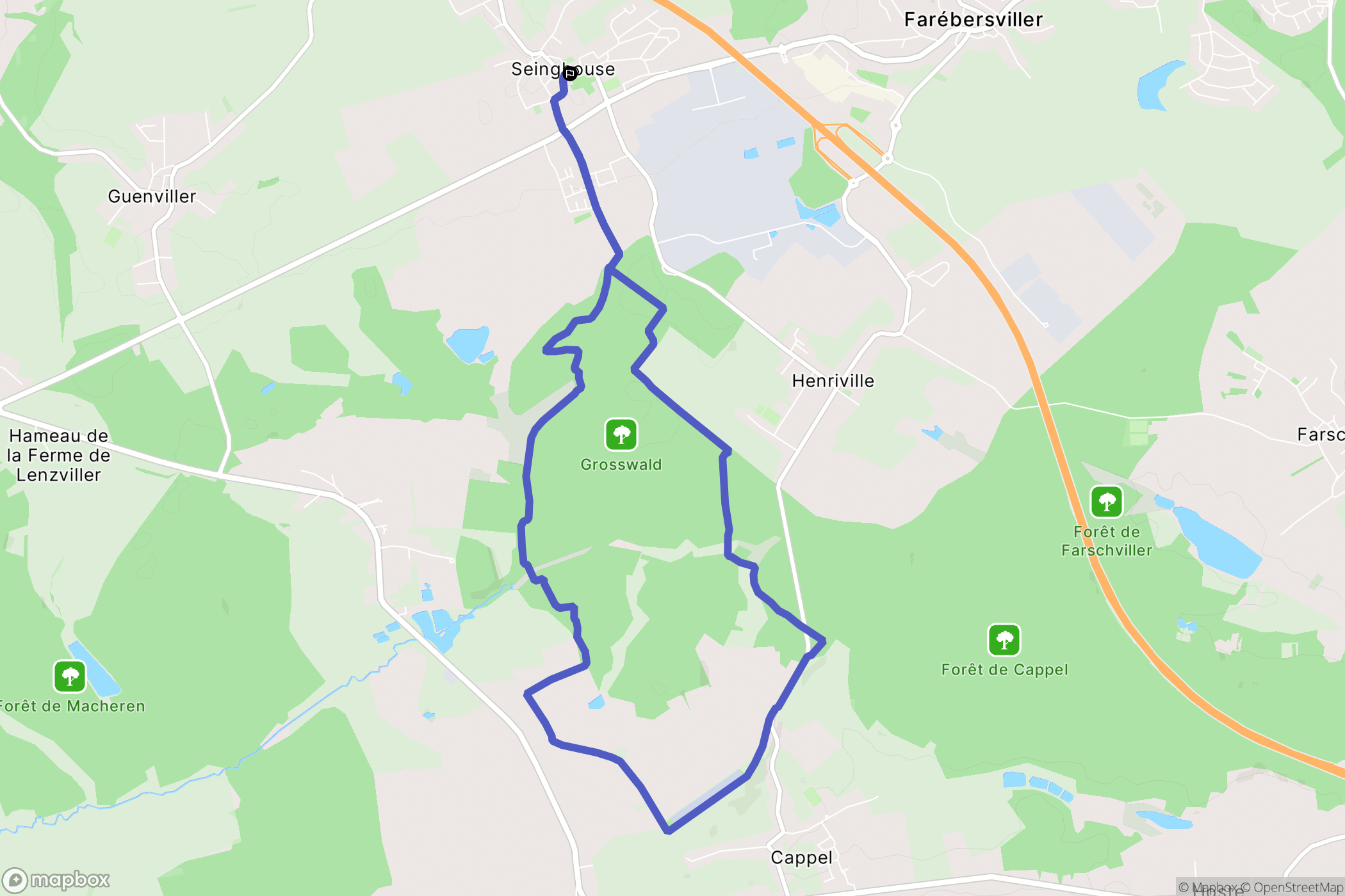 Seingbouse : carte du parcours de randonnée - France