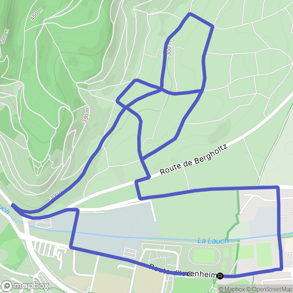 Guebwiller : carte du parcours de randonnée - France