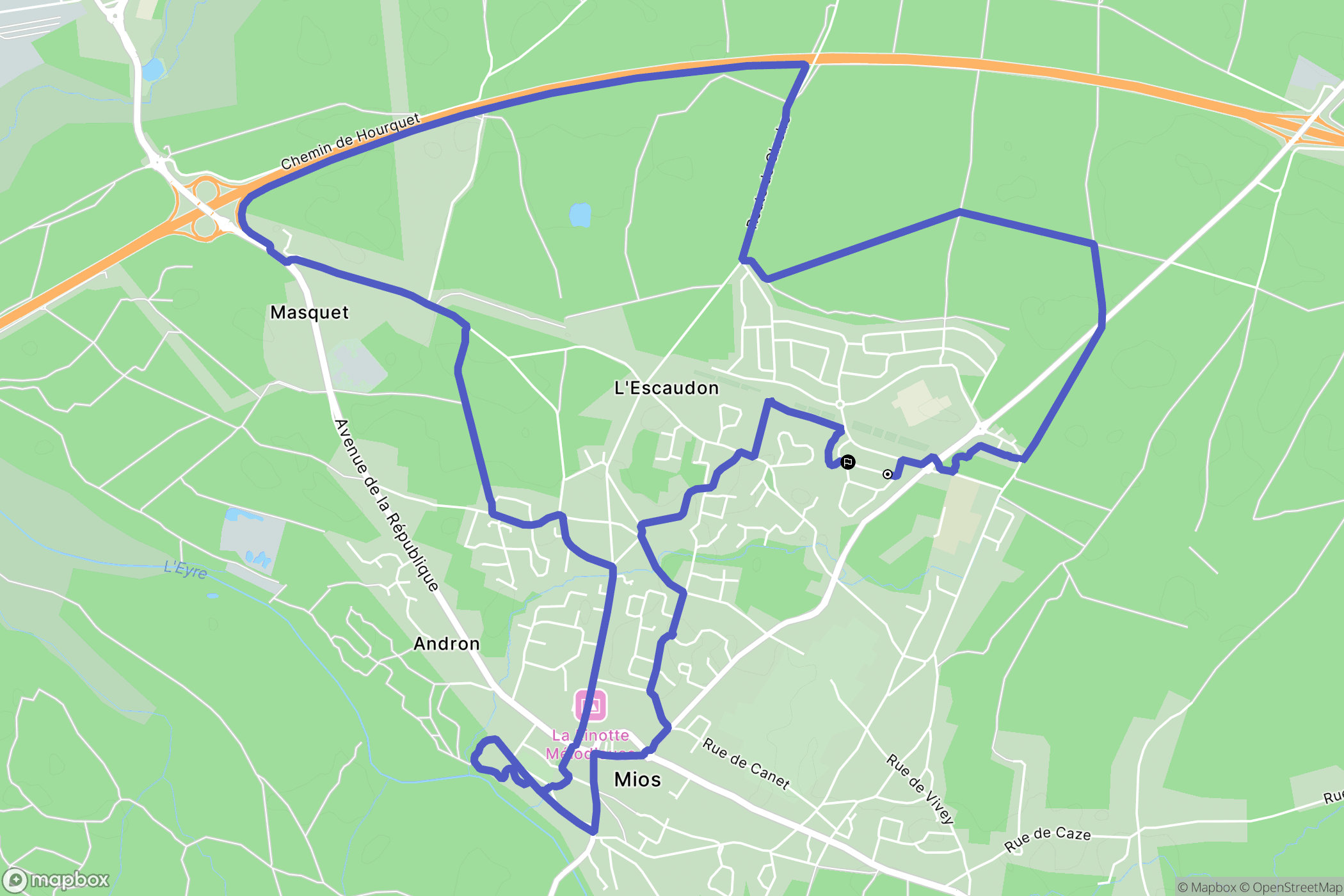 Mios : carte du parcours de randonnée - France