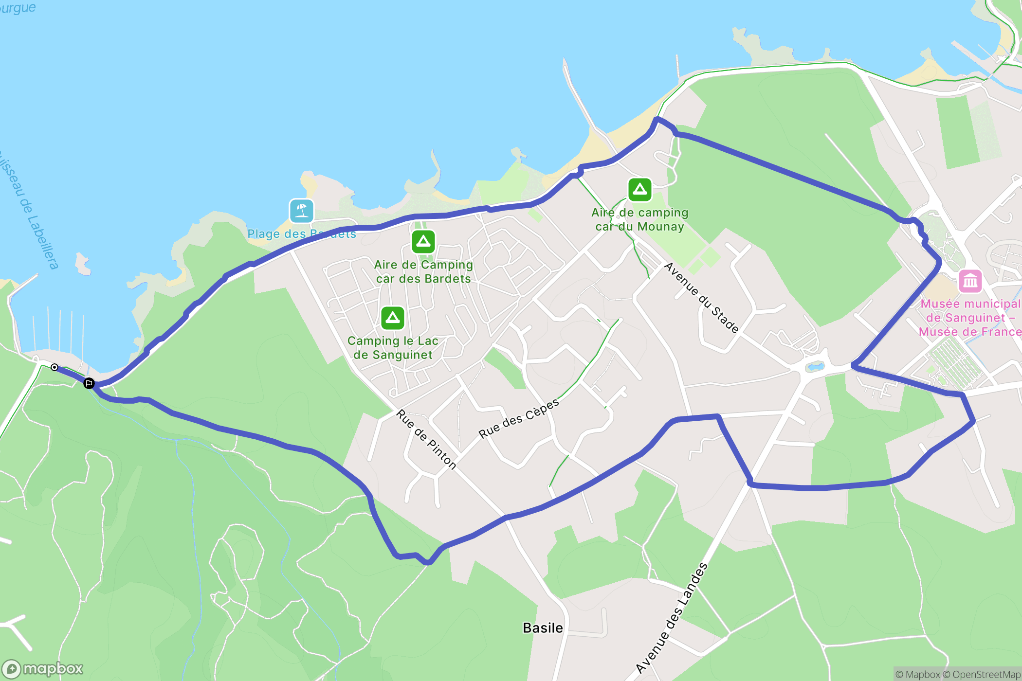 Sanguinet : carte du parcours de randonnée - France