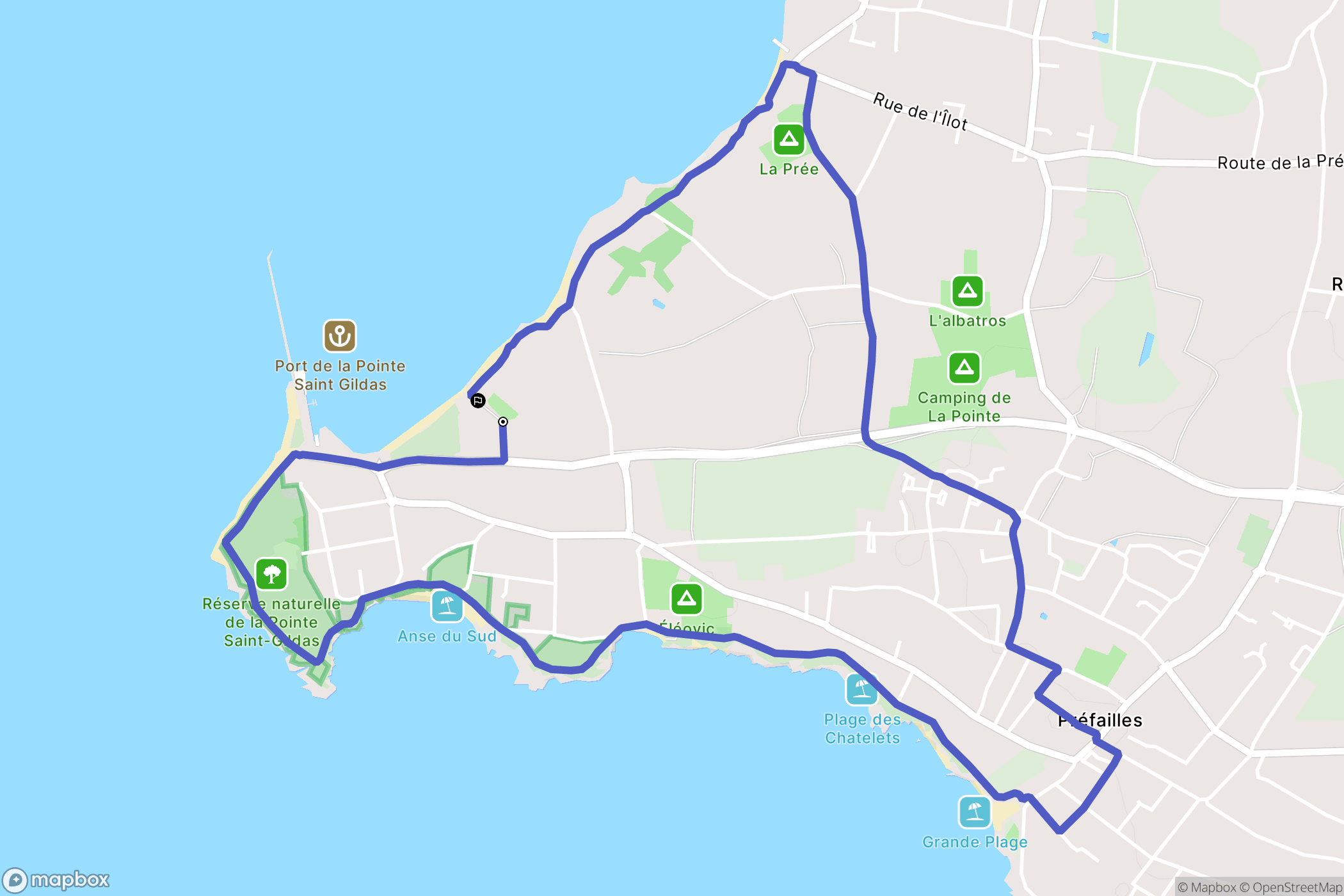 Préfailles : carte du parcours de randonnée - France