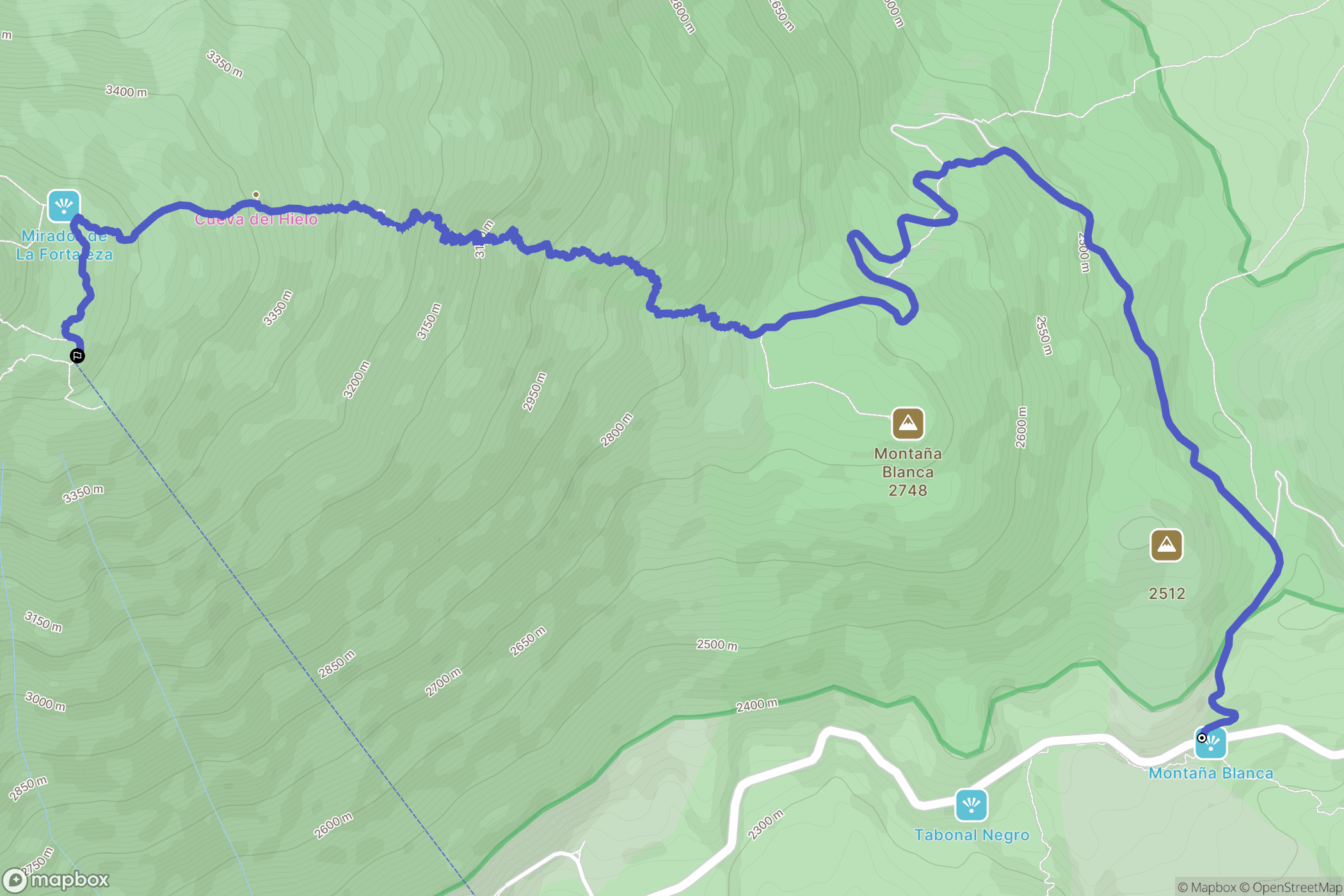 Paradores Cañadas del Teide : carte du parcours de randonnée - Spain